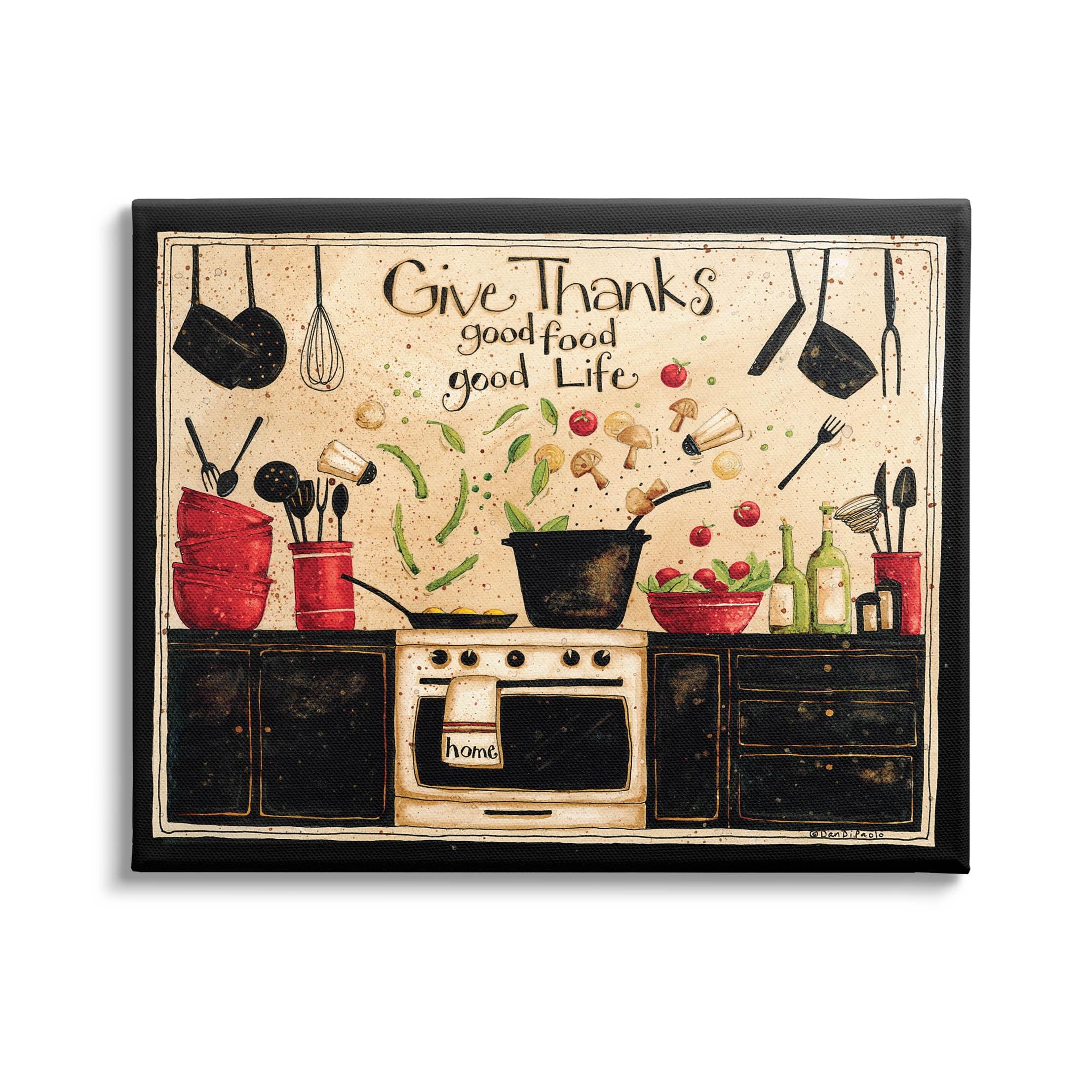 Give Thanks Good Food Kitchen Canvas Wall Art