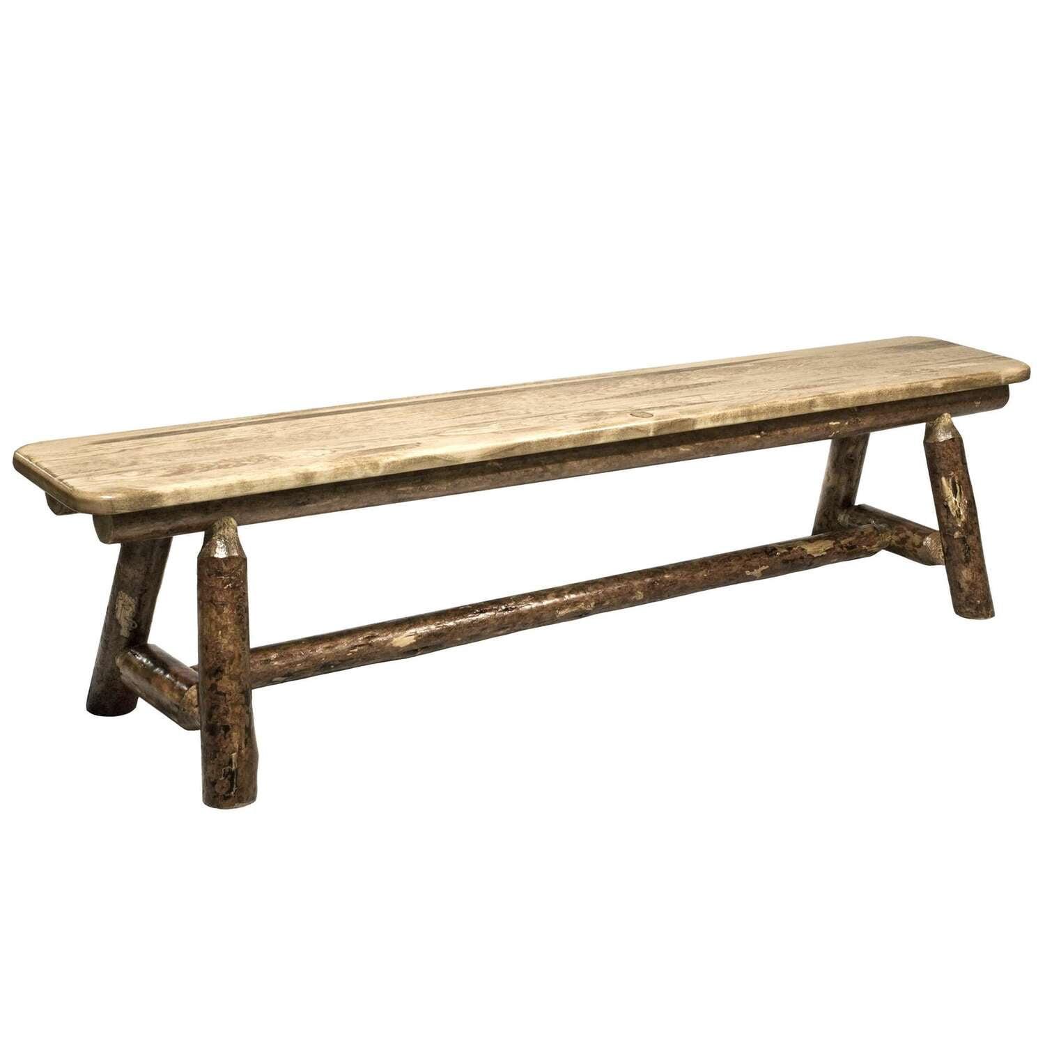 Rustic Glacier Country Solid Wood 6' Plank Bench