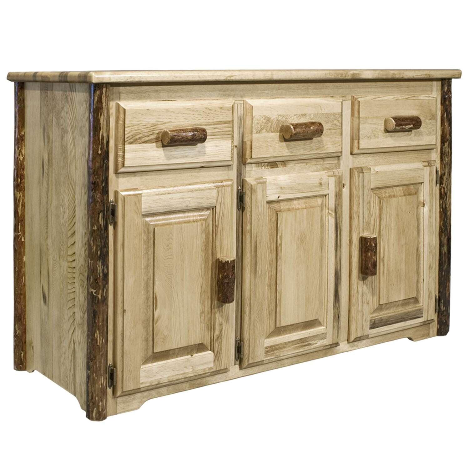 Rustic Grand Lodge Solid Pine Sideboard with Contrasting Accents