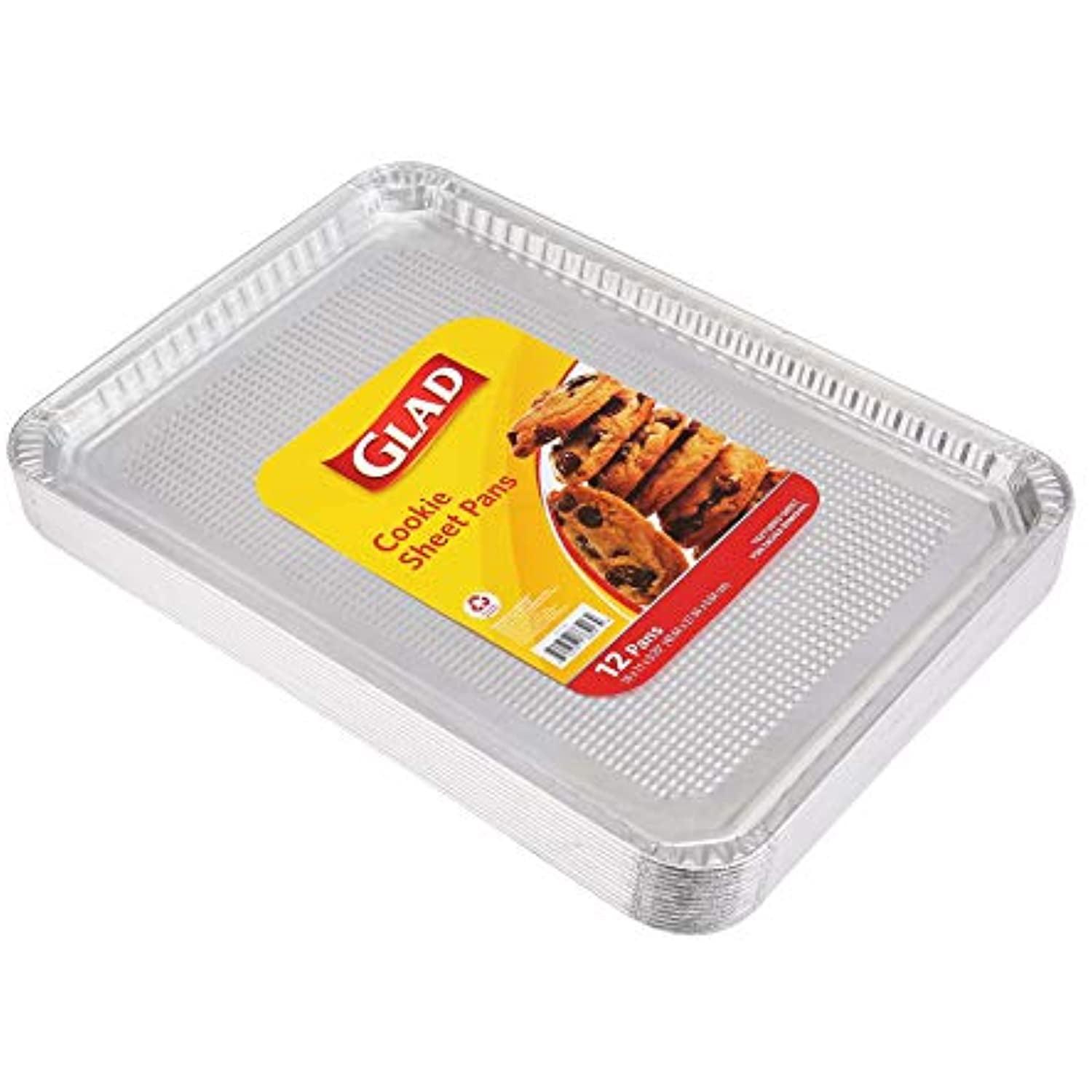 Glad Disposable Aluminum Rectangular Cookie Sheet Pans, 12 Count