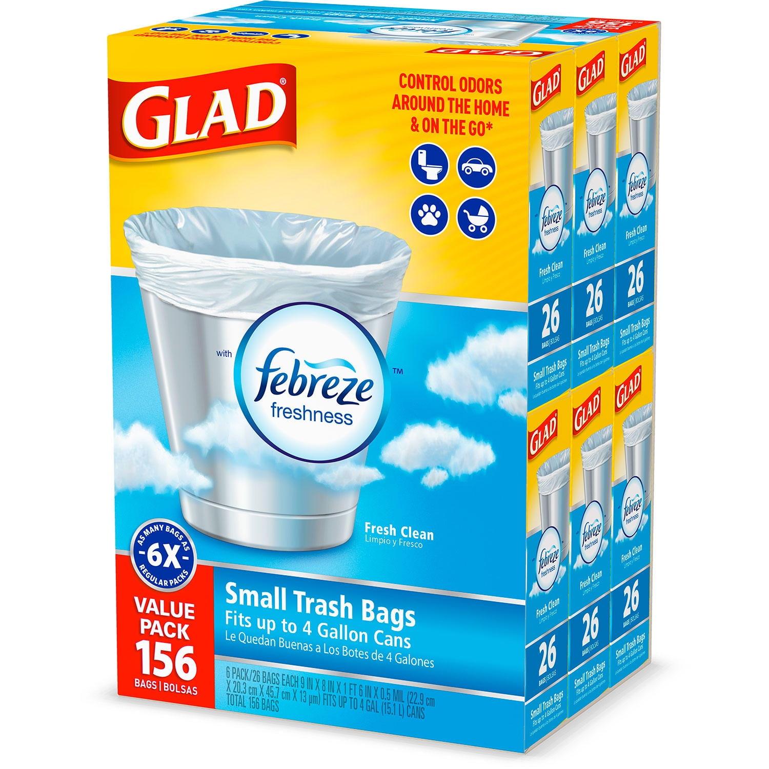 Glad 4 Gallon White Scented Trash Bags with Febreze Freshness