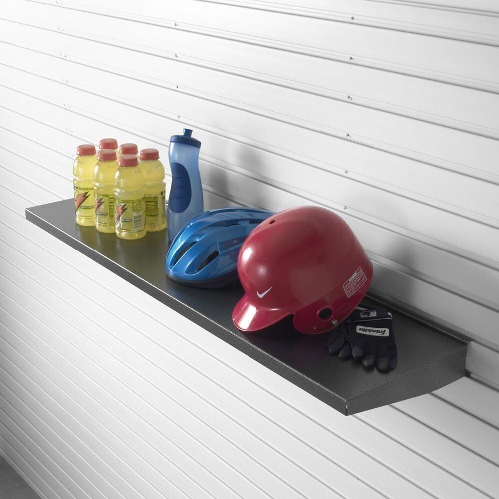 48" Black Heavy-Duty Steel Wall-Mounted Garage Shelf