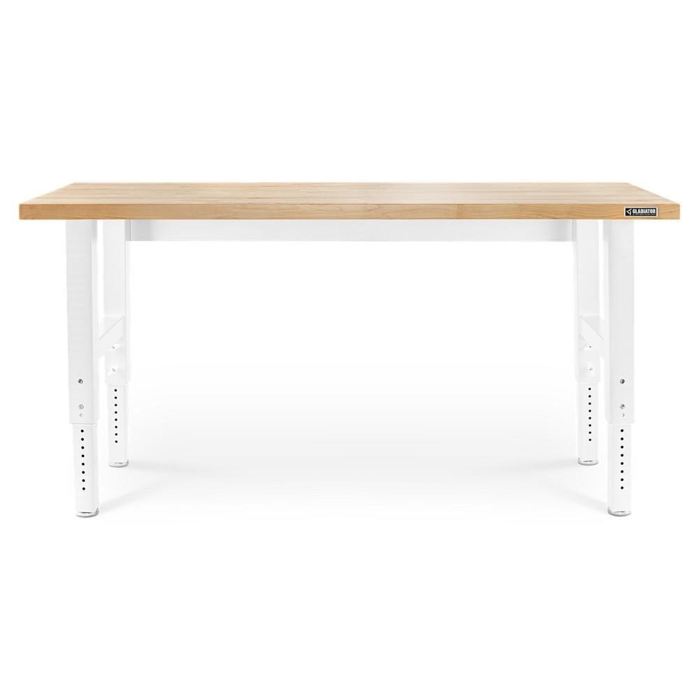 Gladiator 72'' White Adjustable Hardwood Workbench