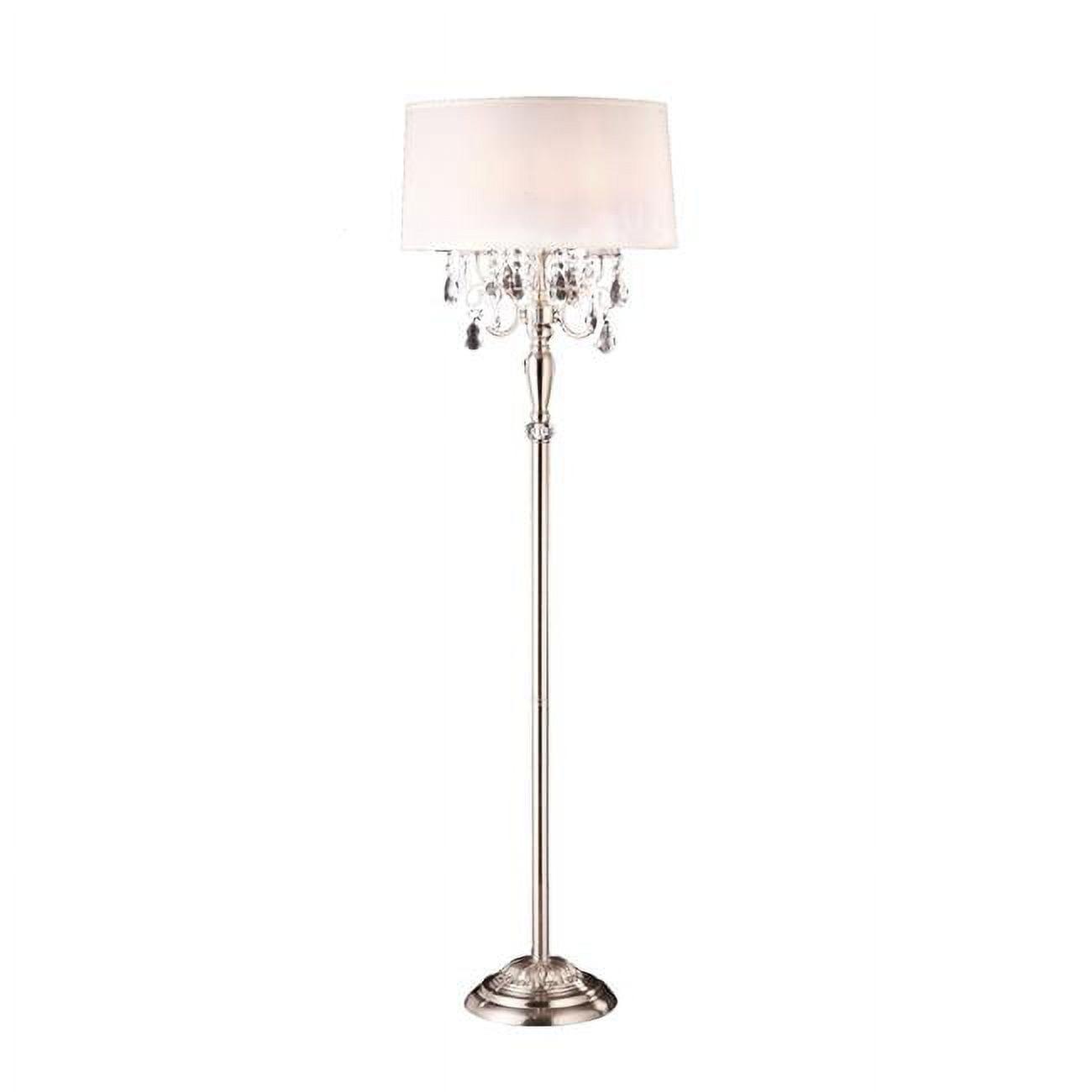 Stalk Glamour Adjustable Silver Metal Floor Lamp with Crystal Accents