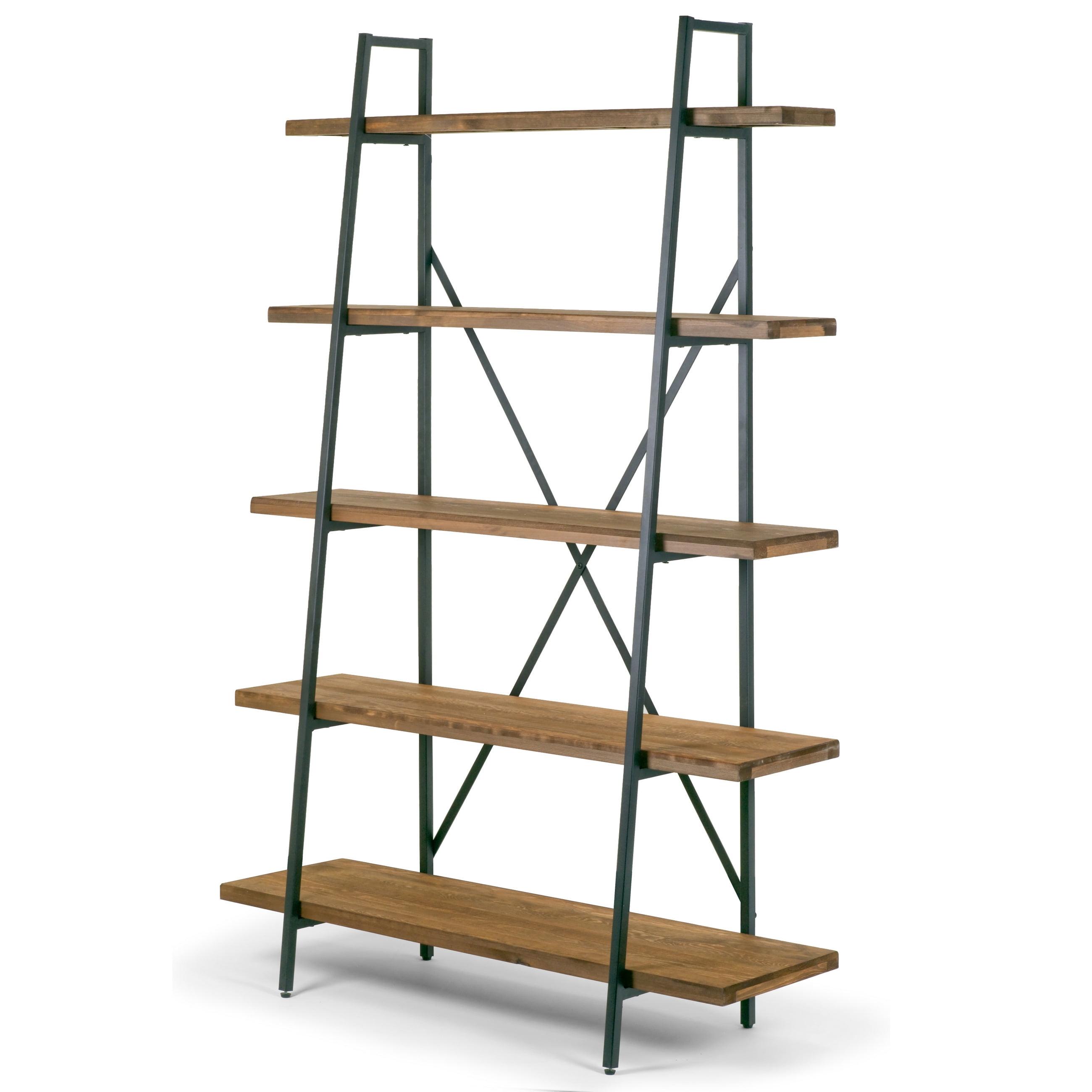 Industrial Medium Wood and Black Ladder Etagere