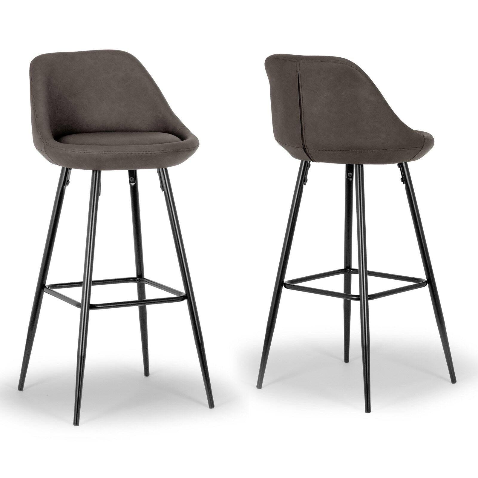 Modern Matte Brown Faux Leather 30'' Counter Stool with Metal Frame (Set of 2)