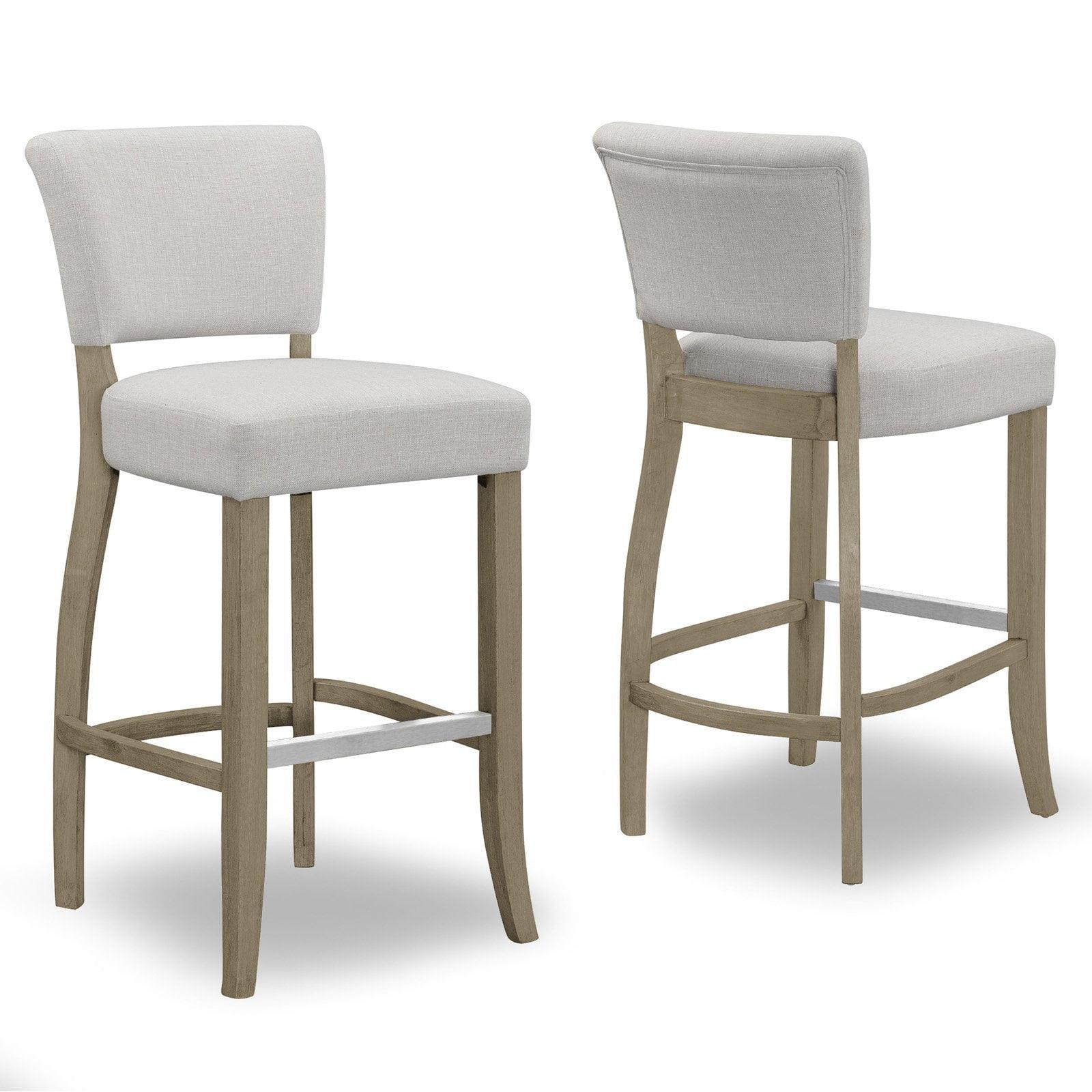 Glamour Home Aleck 29" Modern Fabric Bar Stools in Beige (Set of 2)