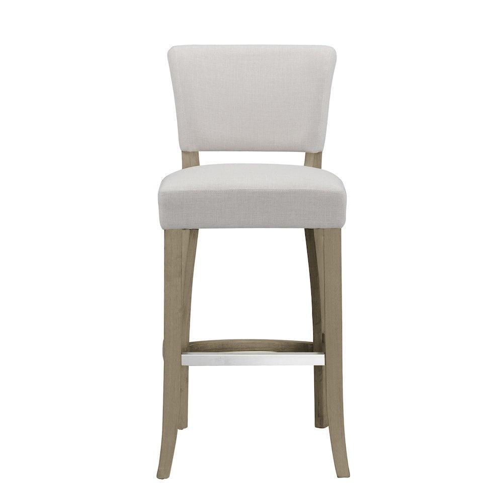 Glamour Home Aleck 29" Modern Fabric Bar Stools in Beige (Set of 2)