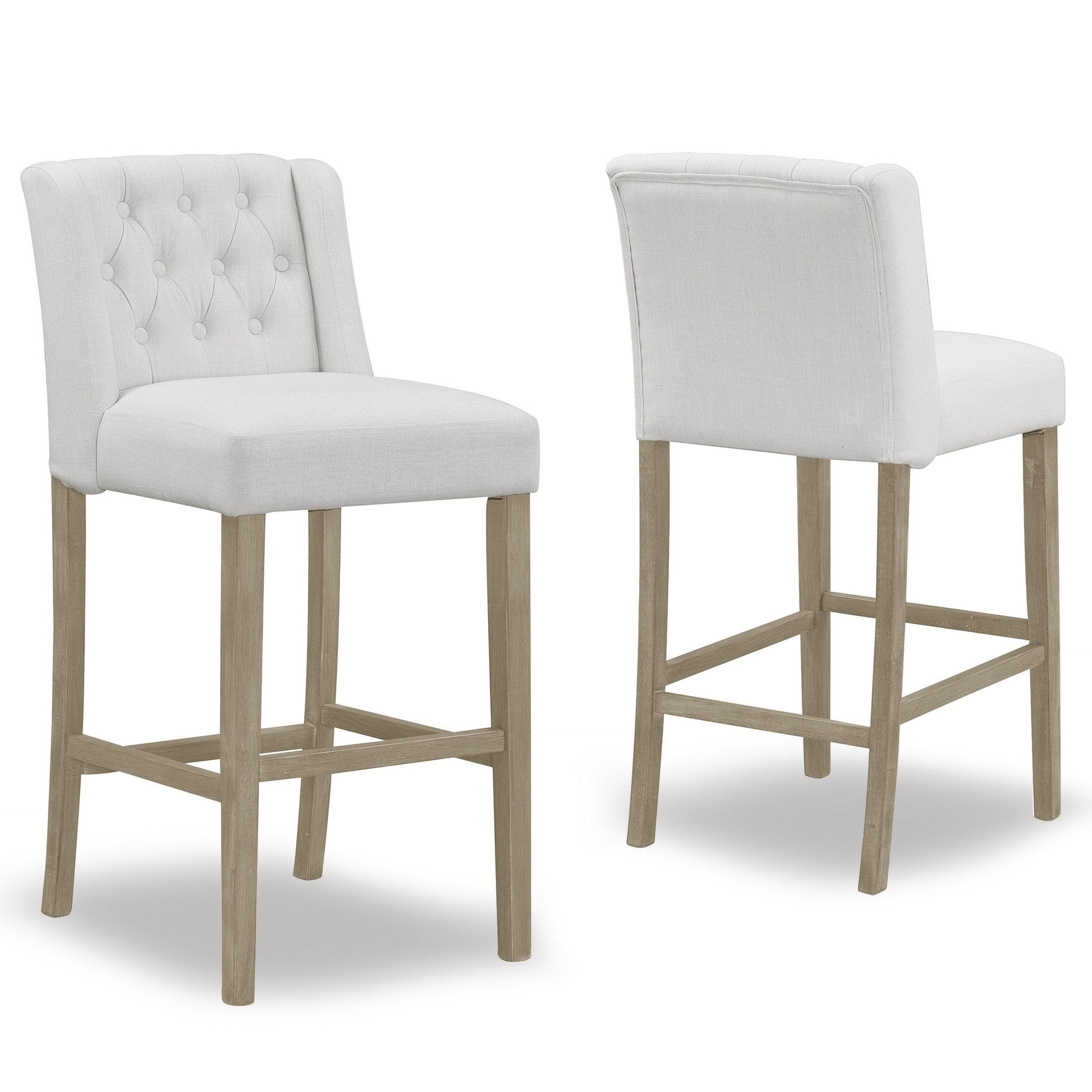 Glamour Home Aled 29" Fabric Bar Stools with Side Wings in Beige (Set of 2)