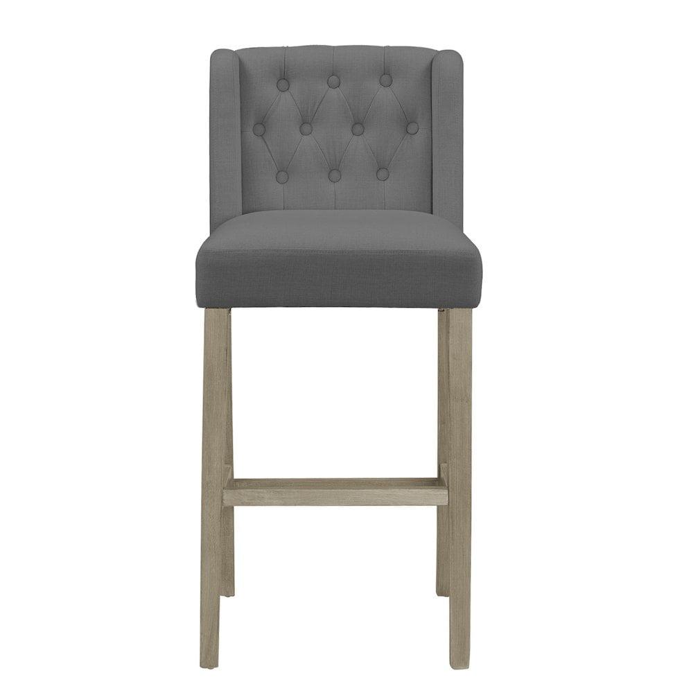 Glamour Home Aled 29" Modern Fabric Bar Stools in Gray (Set of 2)