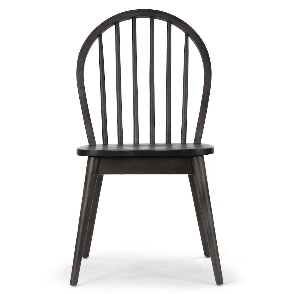 Glamour Home Astra 17.72" Wood Chairs with Windsor Back in Black (Set of 2)