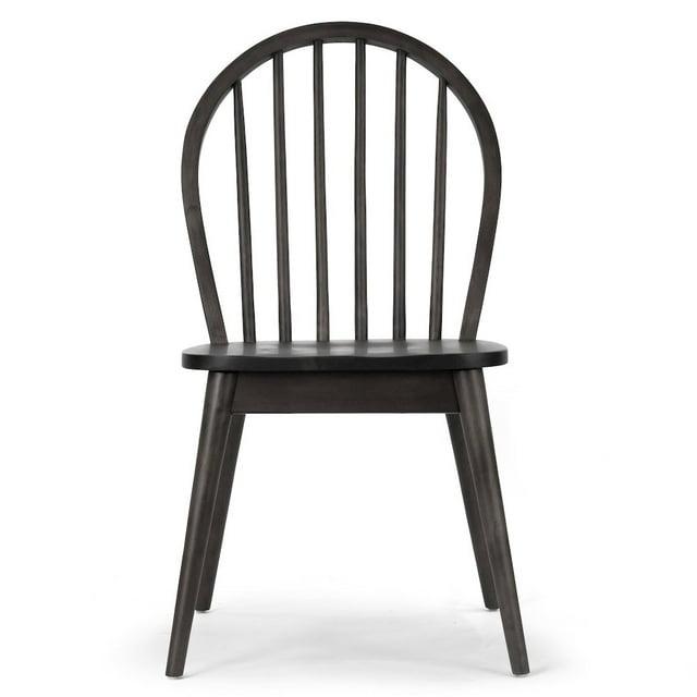 Glamour Home Astra 17.72" Wood Chairs with Windsor Back in Black (Set of 2)