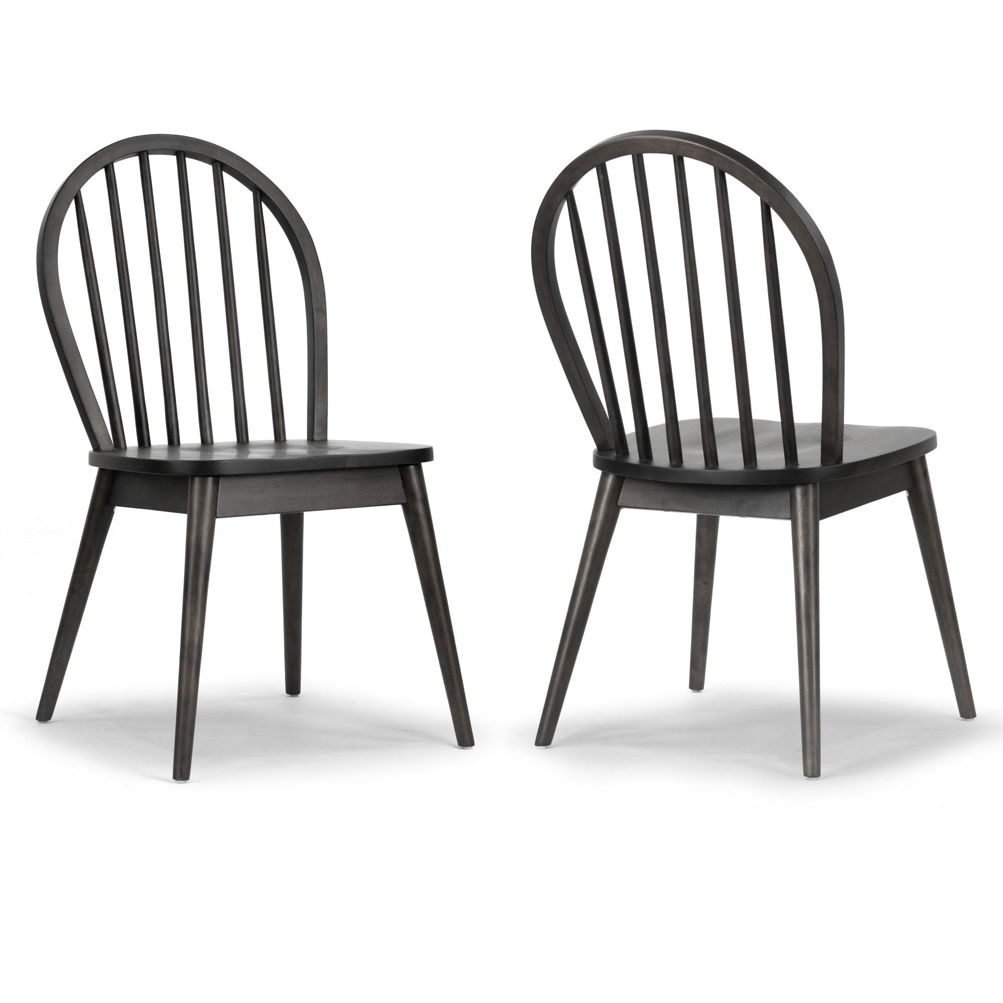 Glamour Home Astra 17.72" Wood Chairs with Windsor Back in Black (Set of 2)