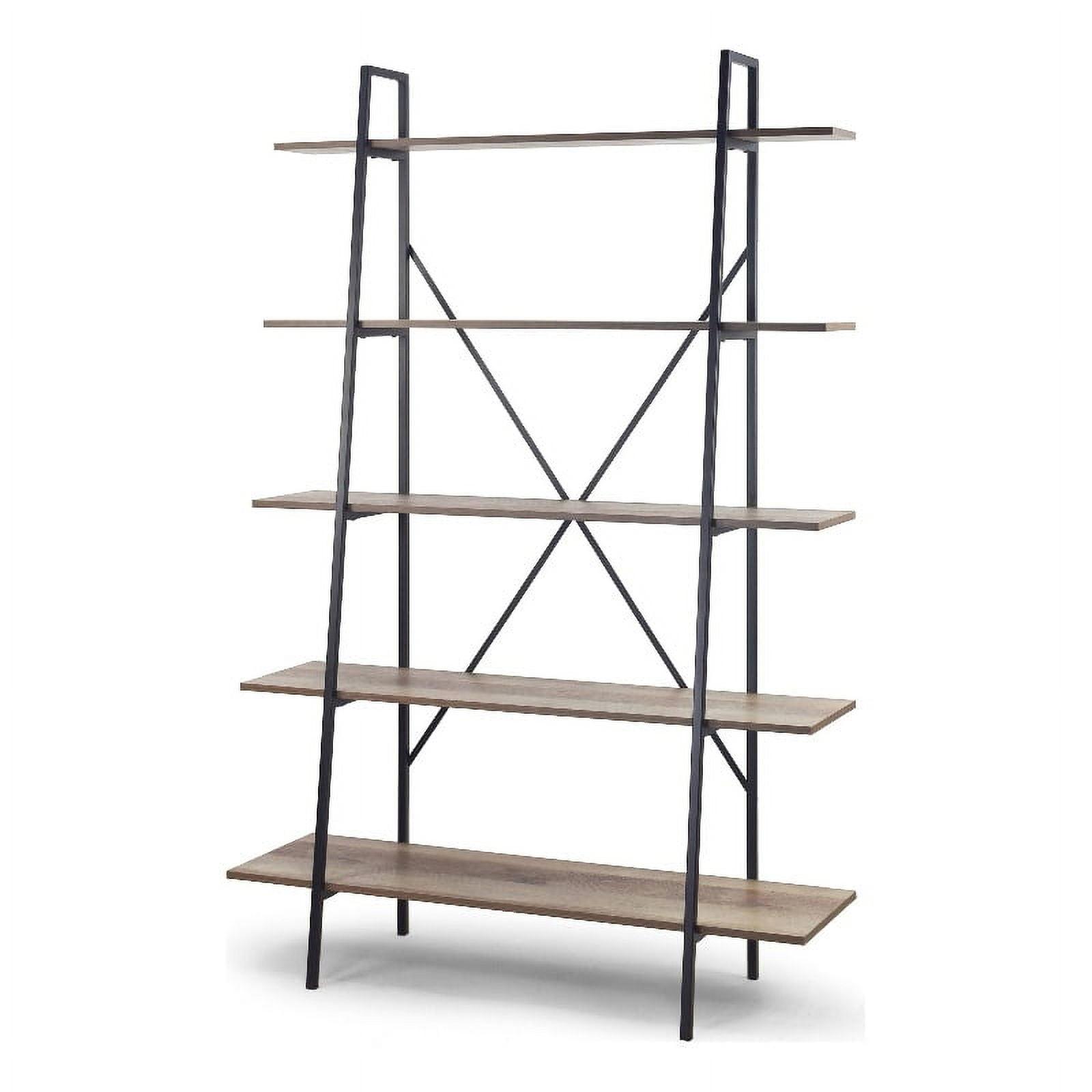 Modern Black Metal Ladder Etagere with 5 Shelves