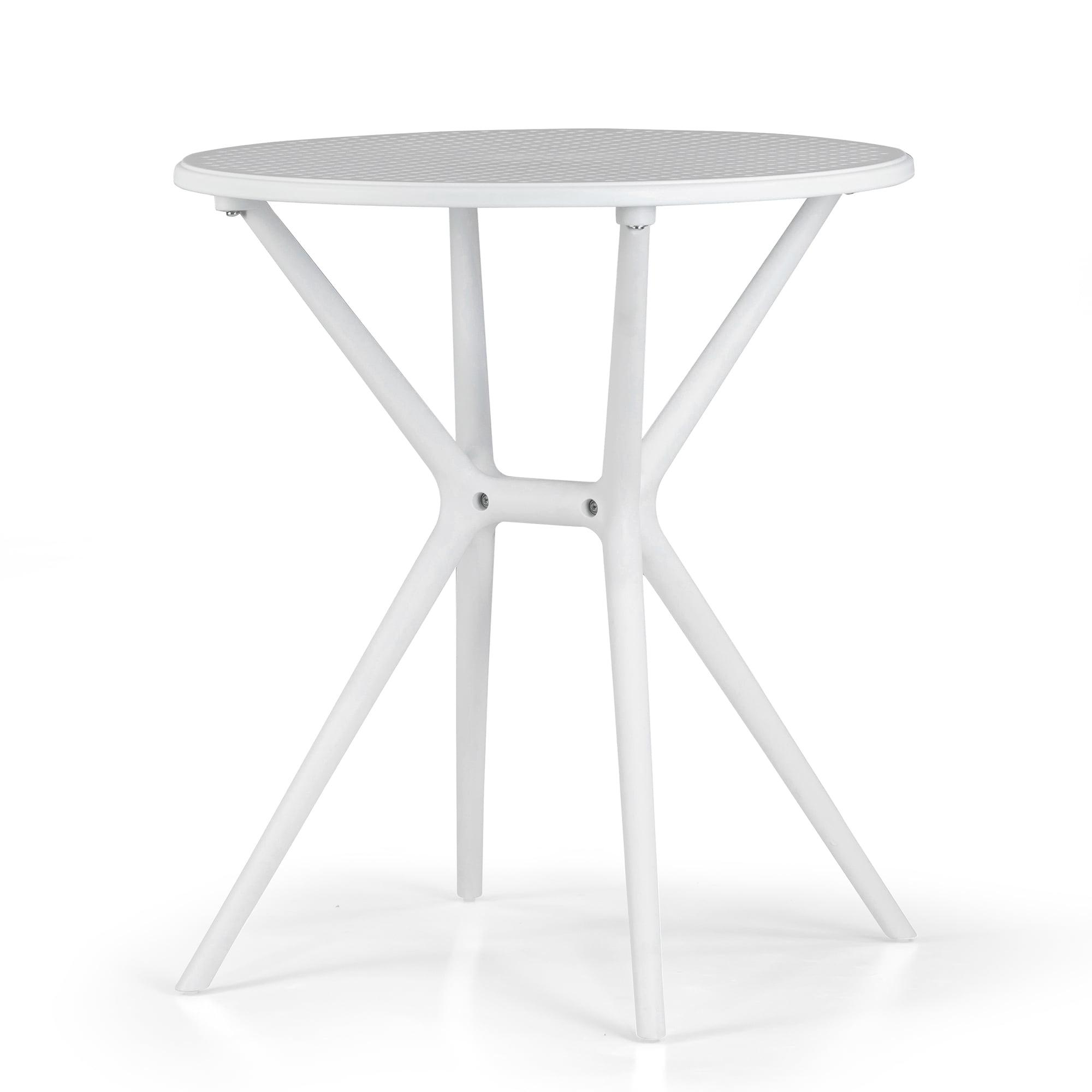 White 26 in. Round Plastic Outdoor Dining Table