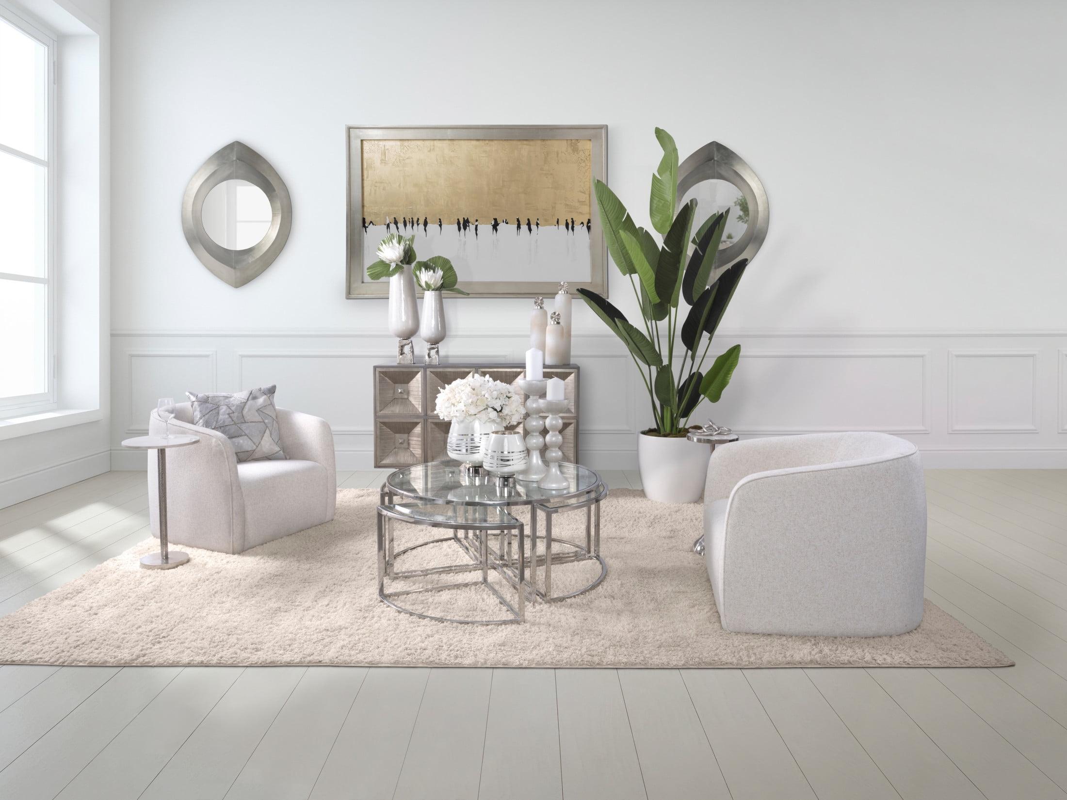 Glass, 19"h Vase with  Metal Base, Pearl White