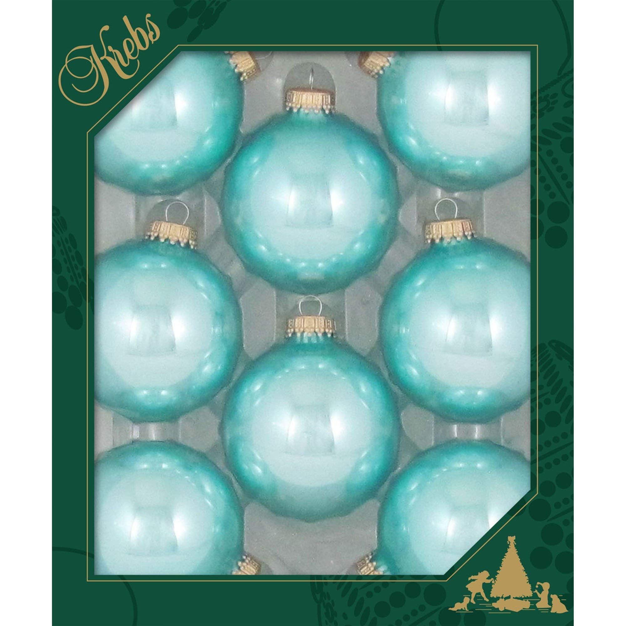 2 5/8" (67mm) Seamless Glass Ornament 8 Pieces, Decorated Designer Heirloom