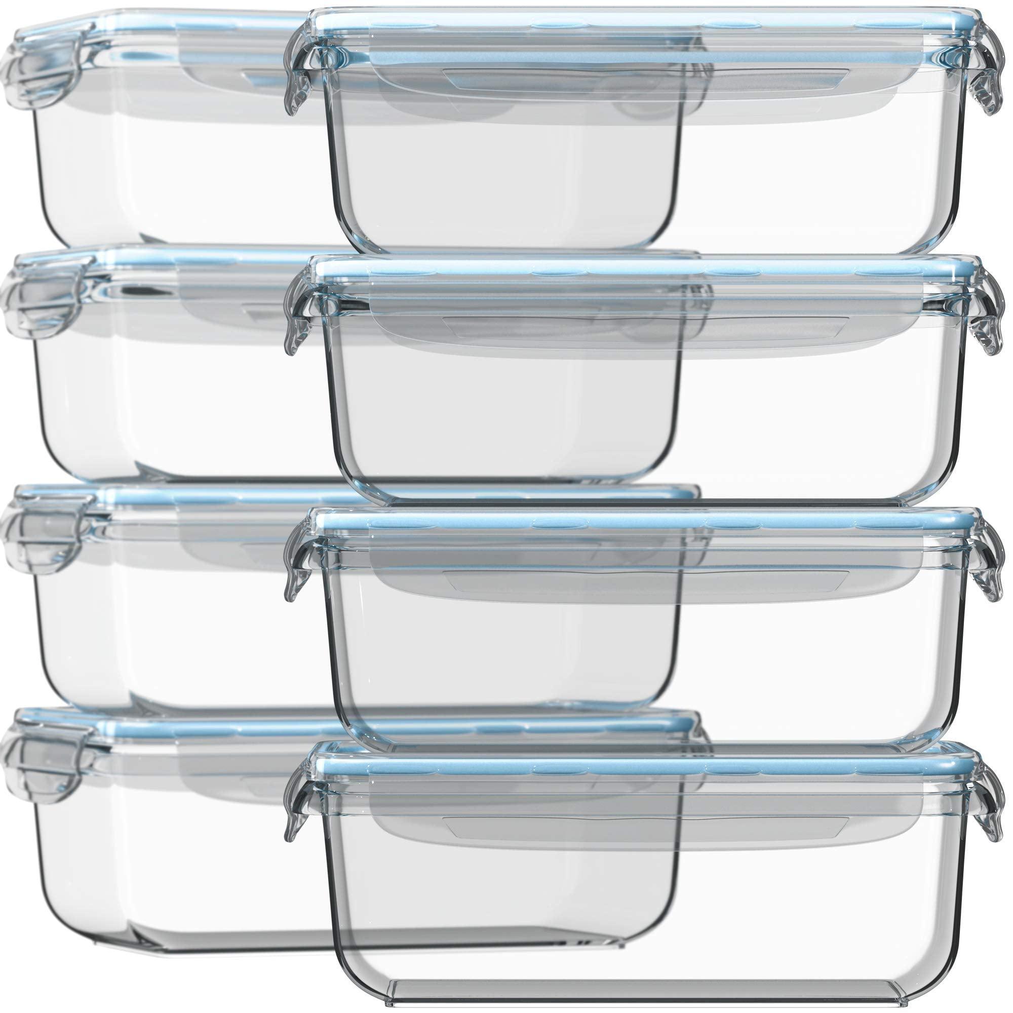 Razab Glass Food Storage Containers with Lids 30 Oz 16 Pc (Set of 8) Airtight Large Reusable Leak Proof BPA Free Food Prep Containers Freezer to Oven Safe