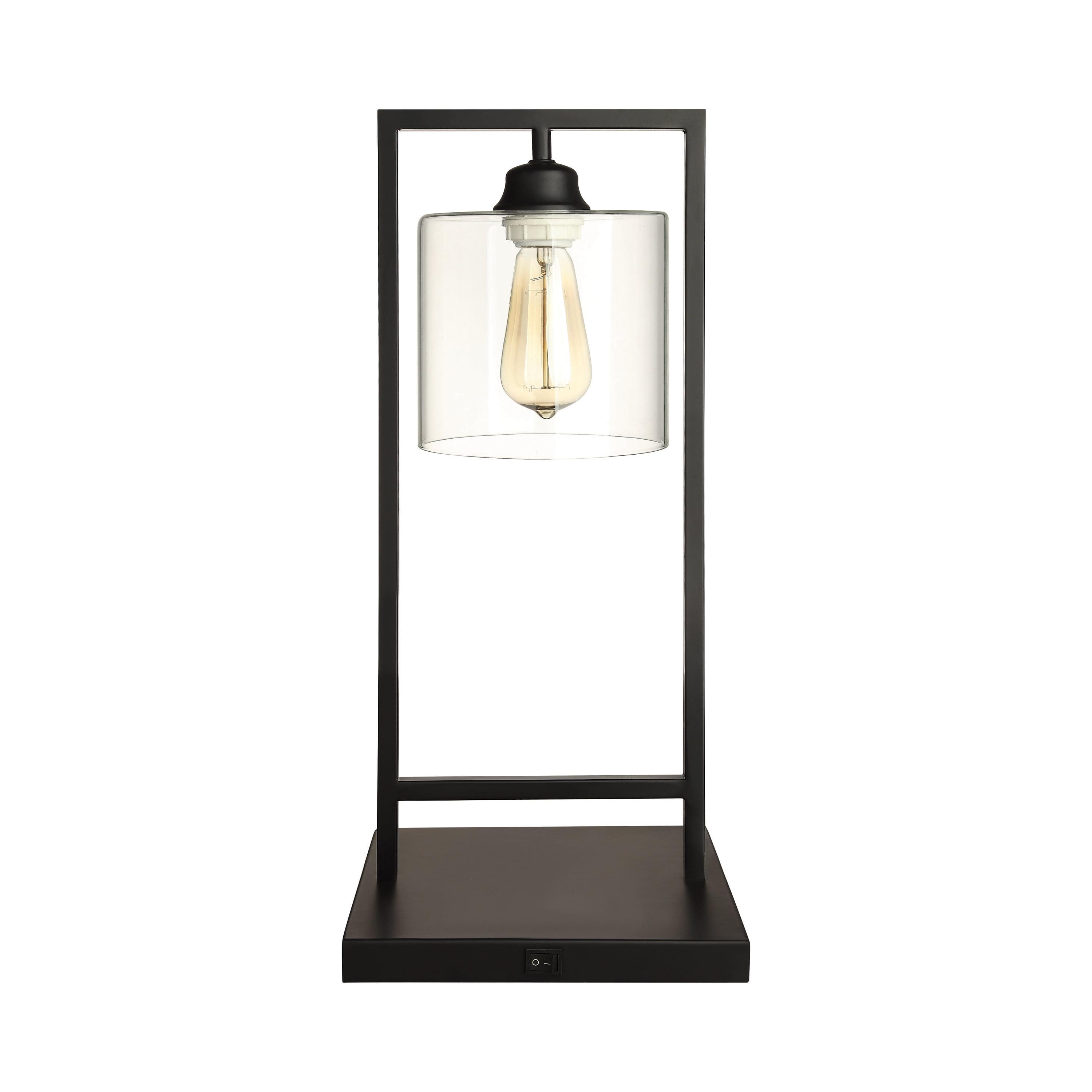 Black Metal Frame Table Lamp with Clear Glass Shade