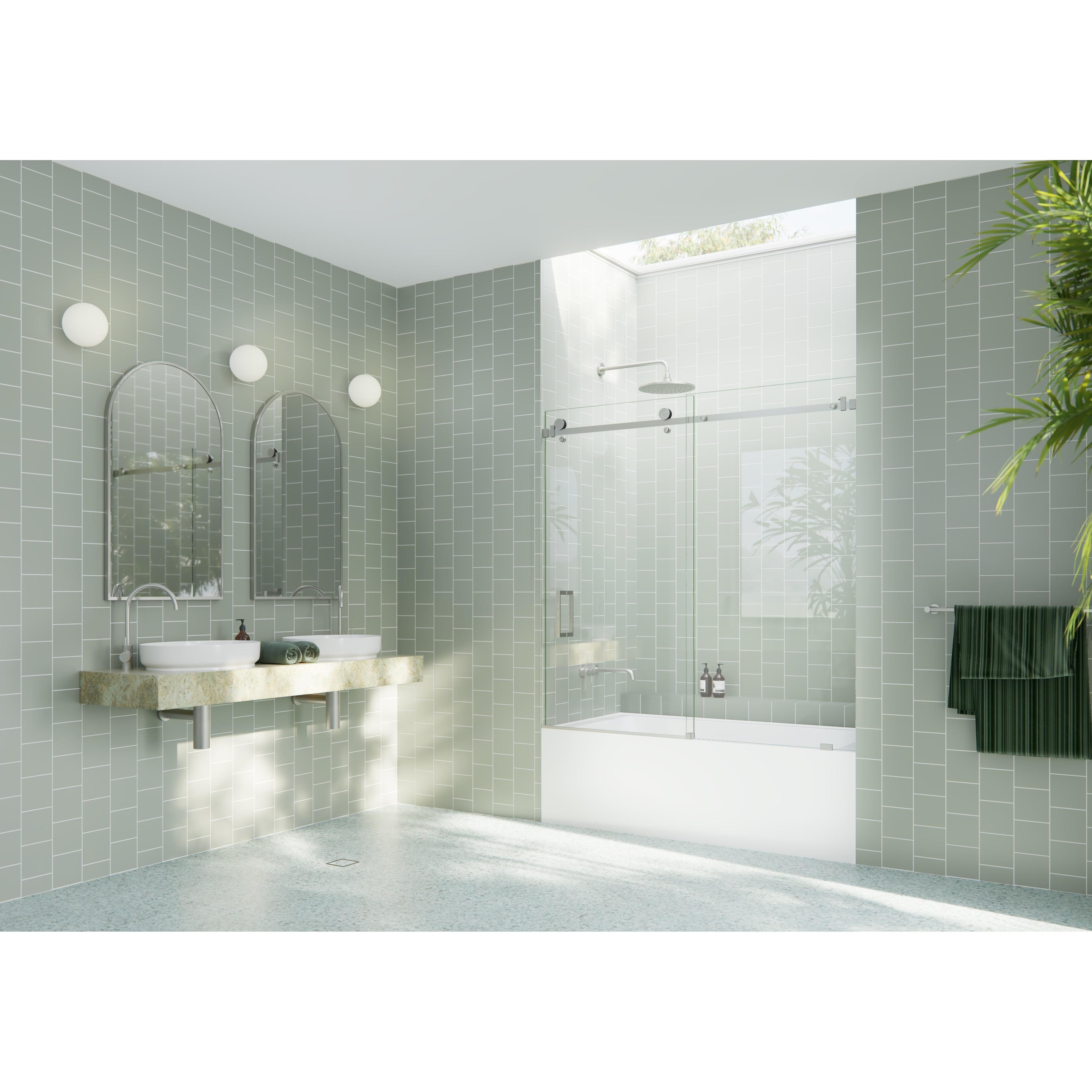 Astro 56 in. - 60 in. x 60 in. Frameless Sliding Bathtub Door