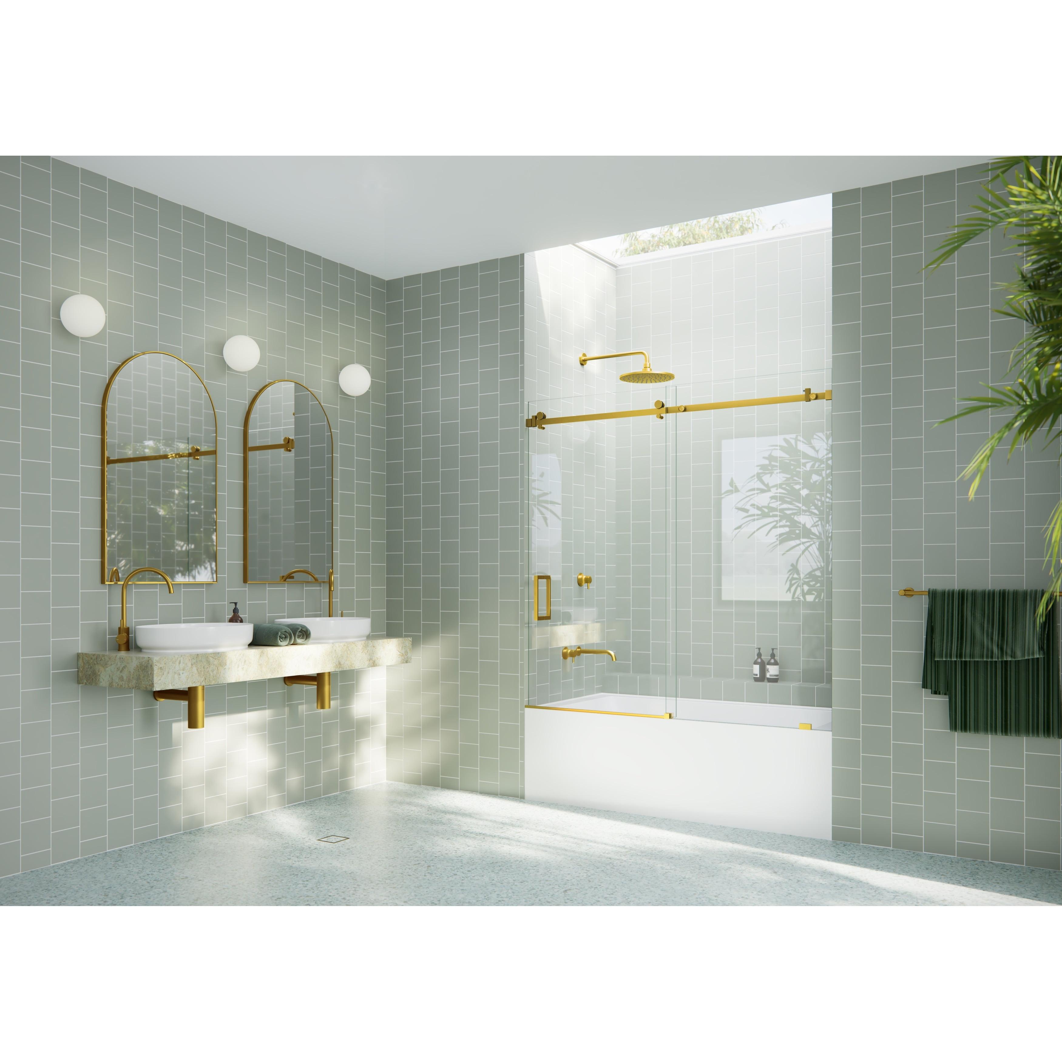 Astro 56 in. - 60 in. x 60 in. Frameless Sliding Bathtub Door