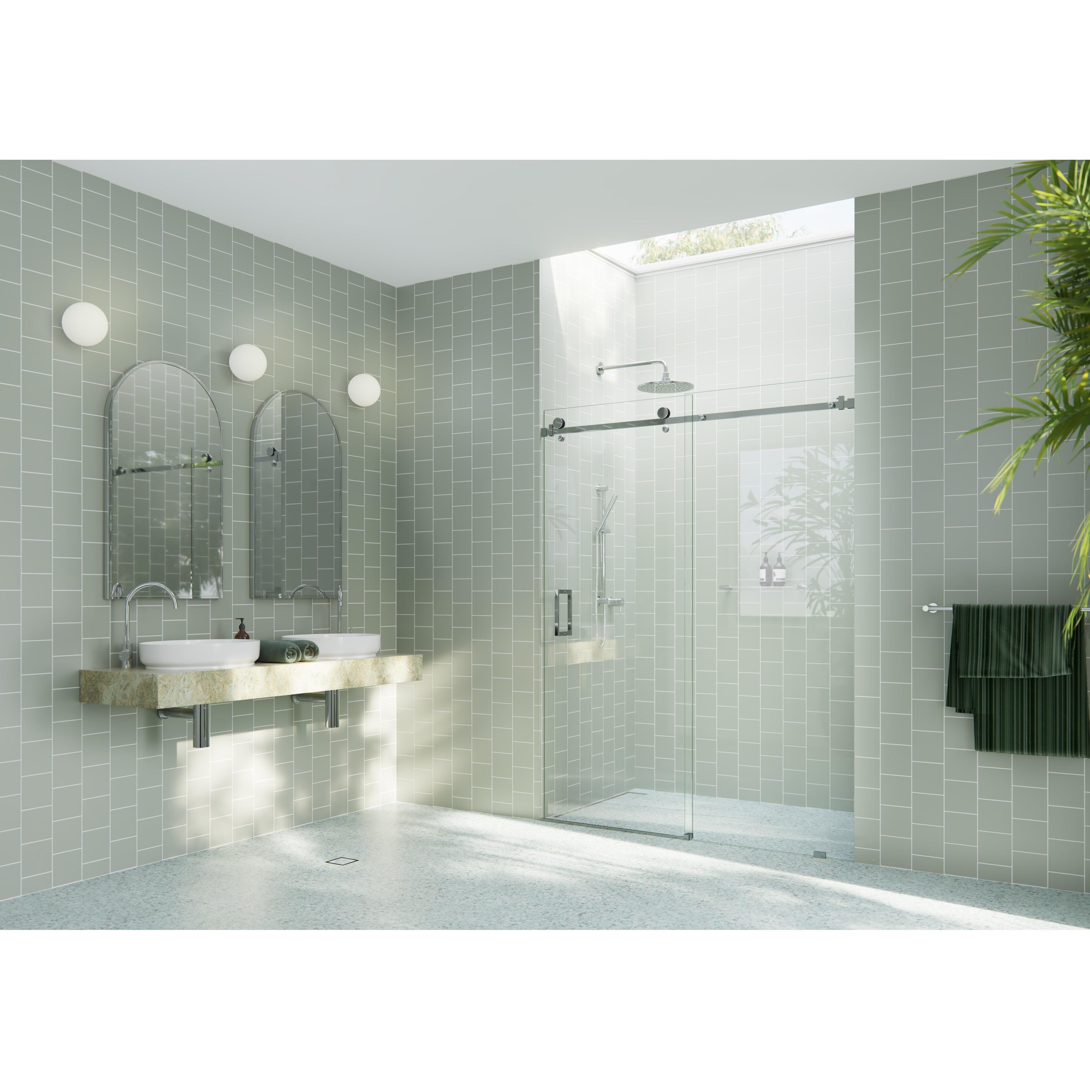 Astro 60'' Frameless Glass Sliding Shower Door with Polished Chrome Hardware