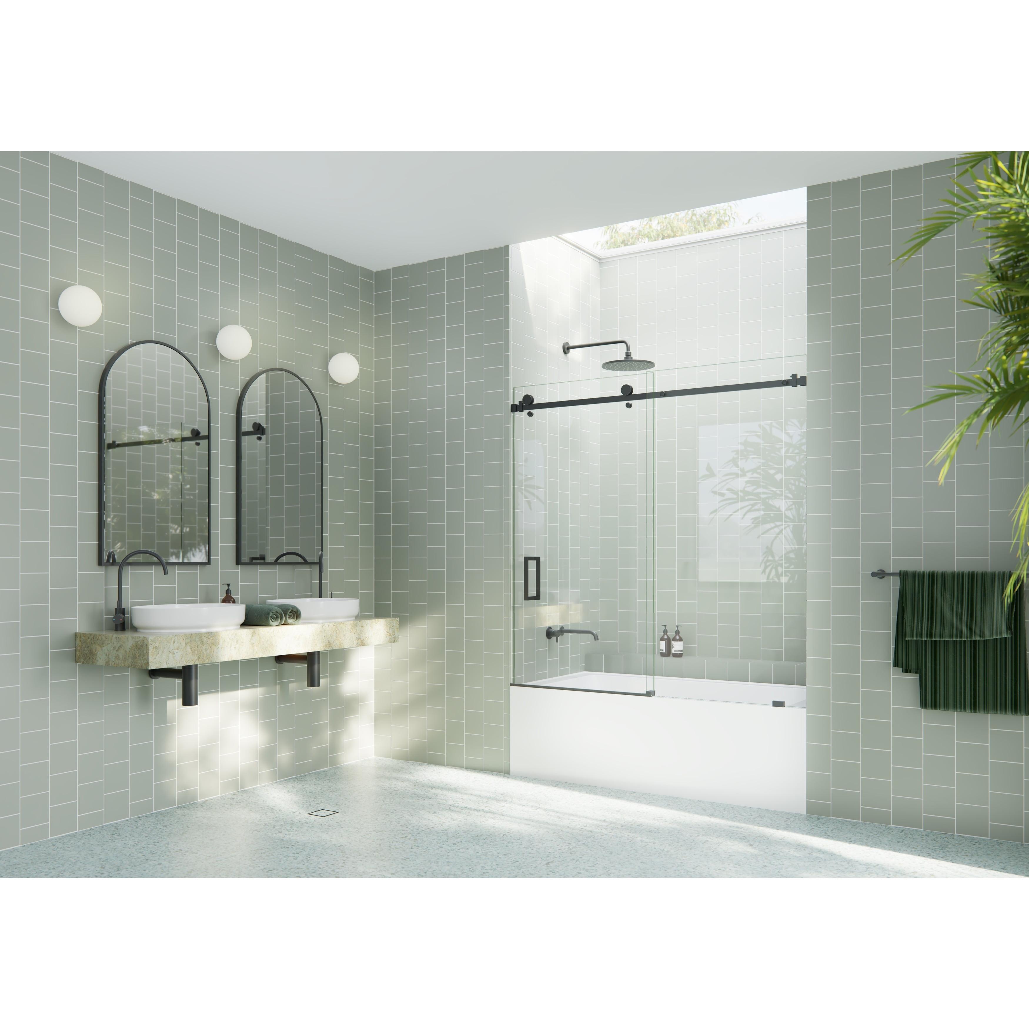 Astro 56 in. - 60 in. x 60 in. Frameless Sliding Bathtub Door