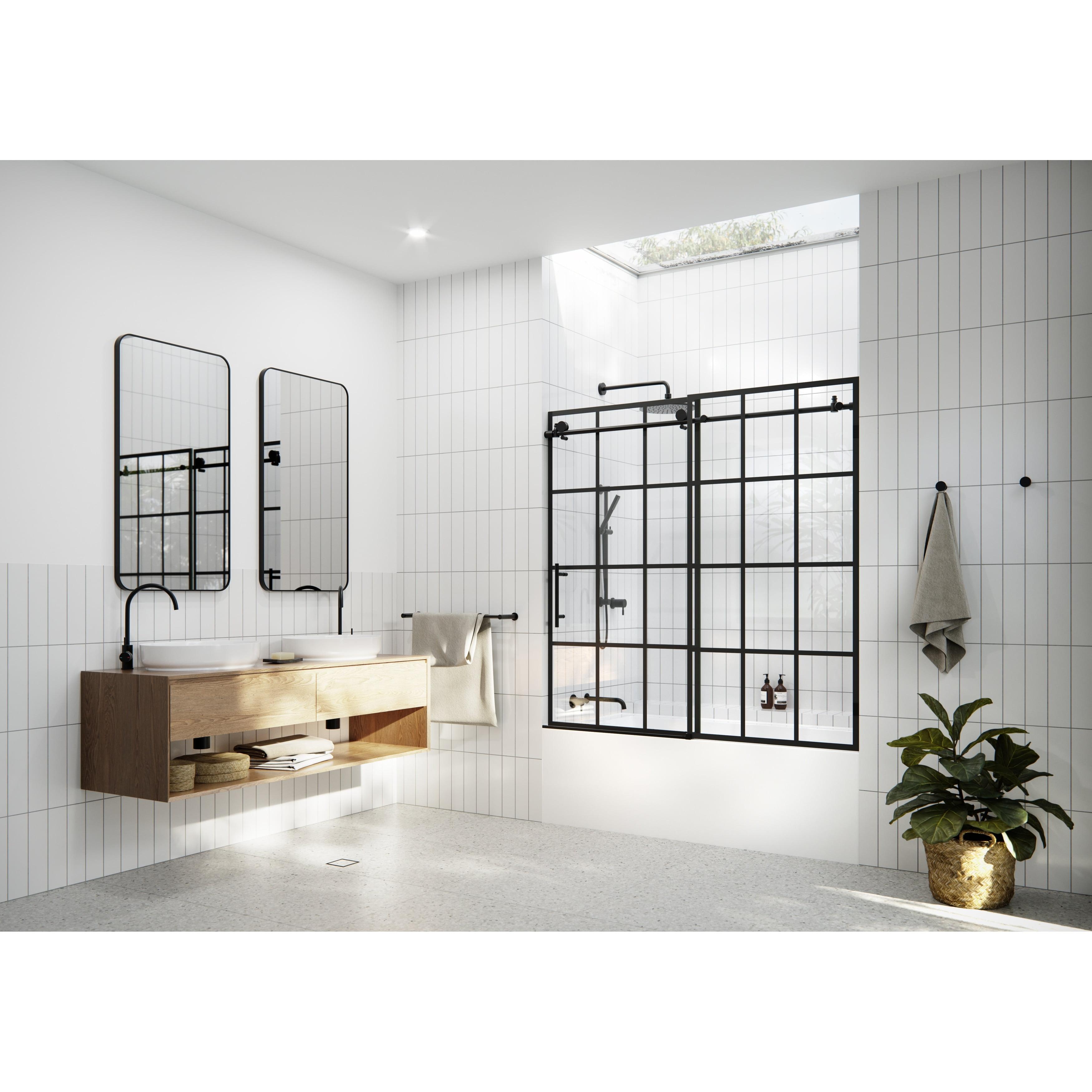 Esprit 60" Matte Black Frameless Sliding Bathtub Door