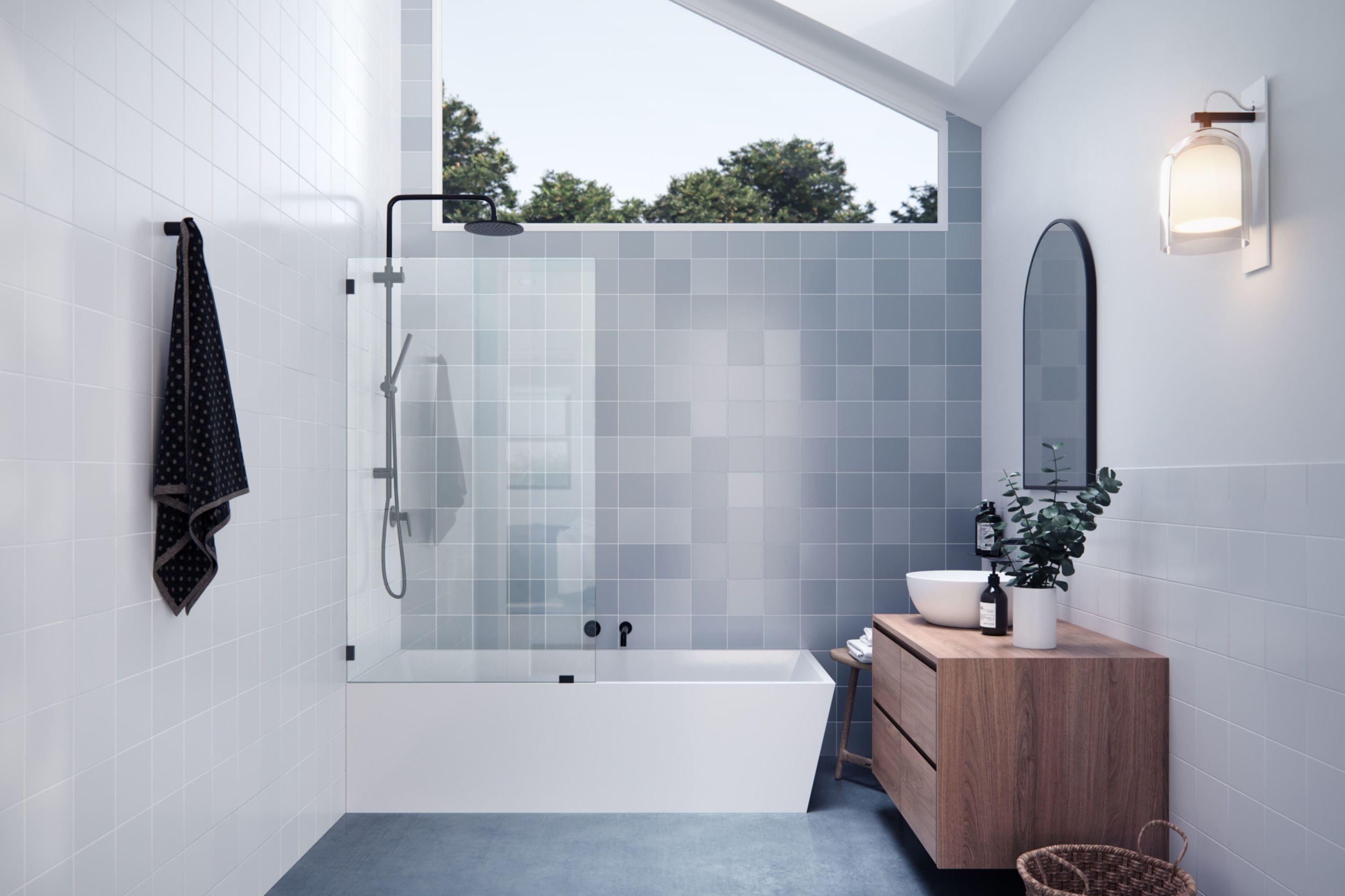Vela 34 in. x 58.25 in. Frameless Single Fixed Bath Panel