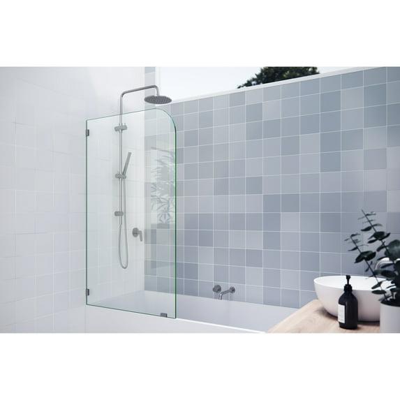 Solaris 30 in. x 58.25 in. Frameless Clear Fixed Radius Single Fixed Bath Panel