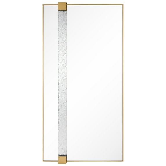 Empire Art Direct "Gleaming Horizon Wall Mirror" 40"x80" with Textured Acrylic Embellished, on Gold Iron Frame
