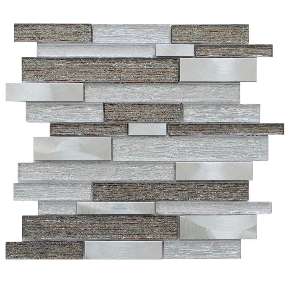 Glena Metal and Glass Linear Mosaic Tile