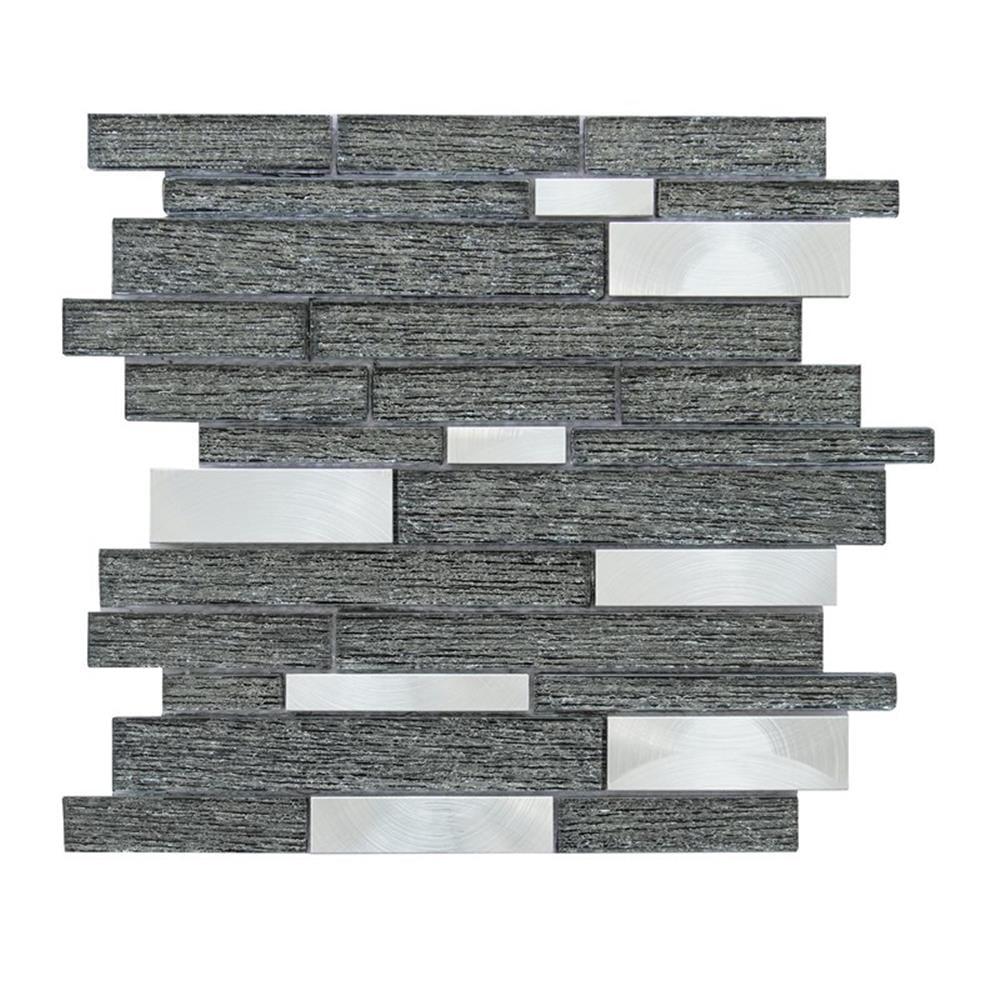 Glena Metal and Glass Linear Mosaic Tile