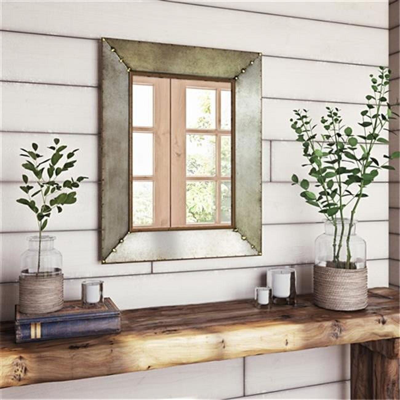 Medium Rustic Aged Metal Framed Decorative Mirror