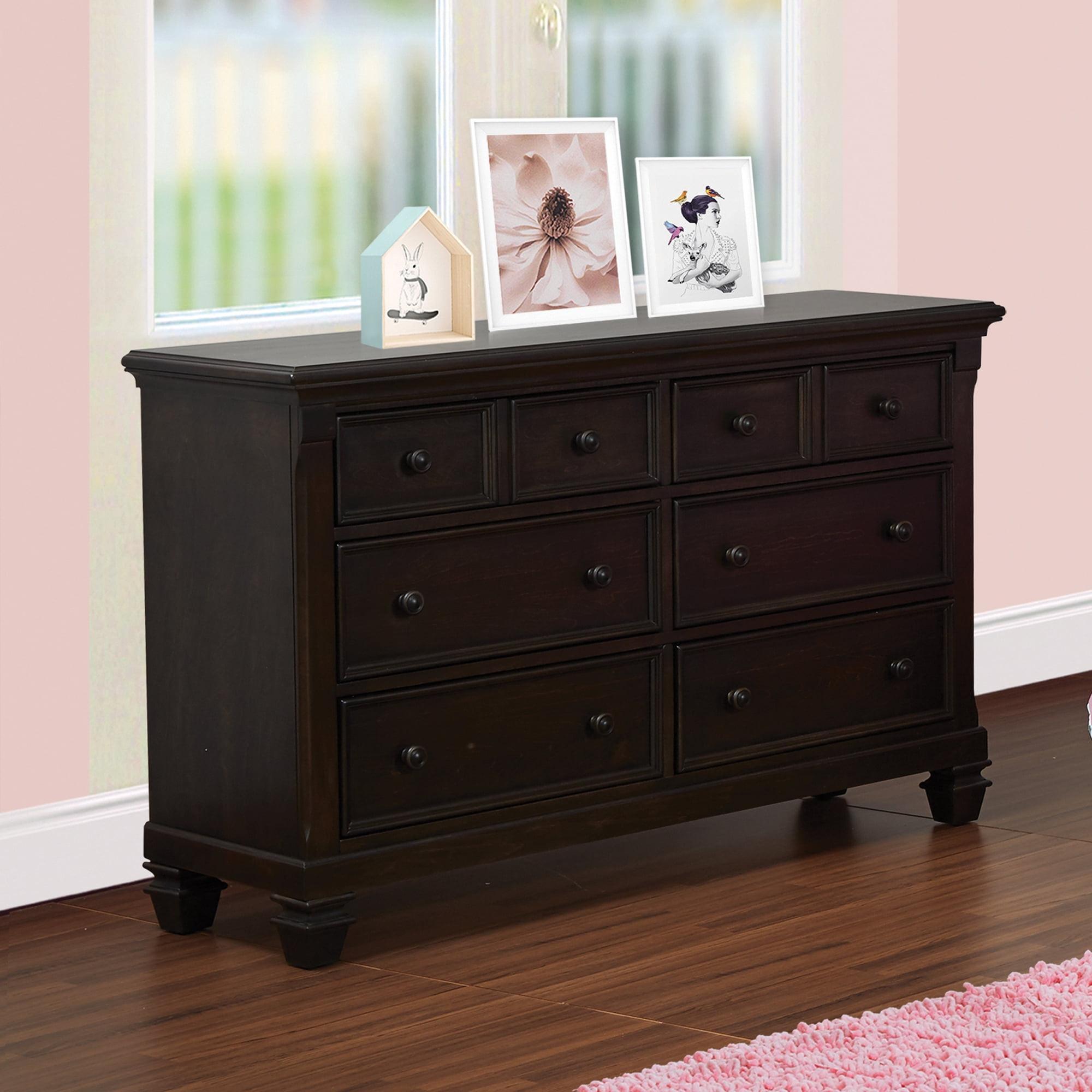 Charcoal Brown Poplar 6-Drawer Nursery Dresser with Soft Close
