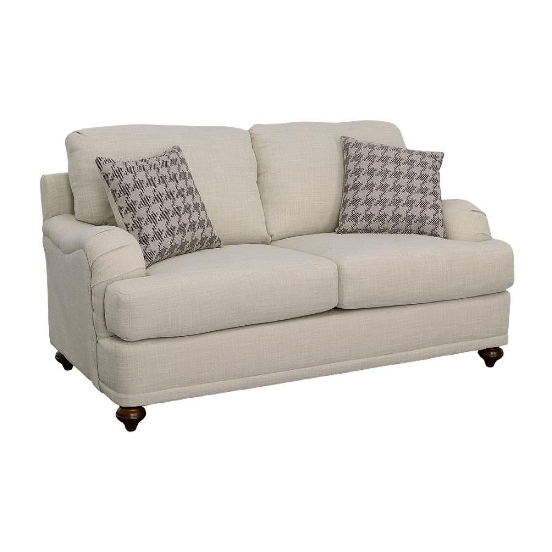 Glenn Light Grey Linen-Like Fabric Rolled Arm Loveseat