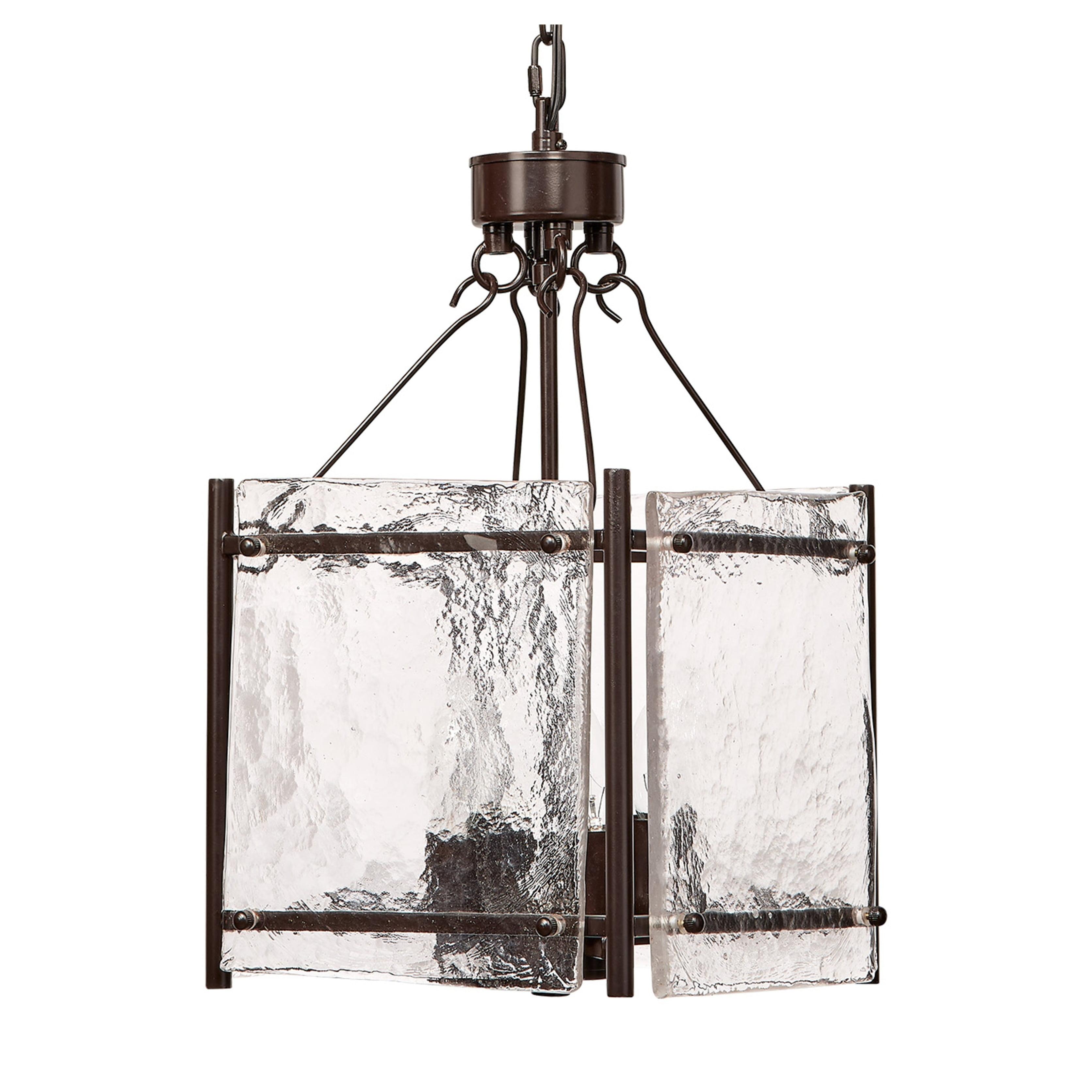 Bronze 4-Light Chandelier with Hand Blown Glass Shades