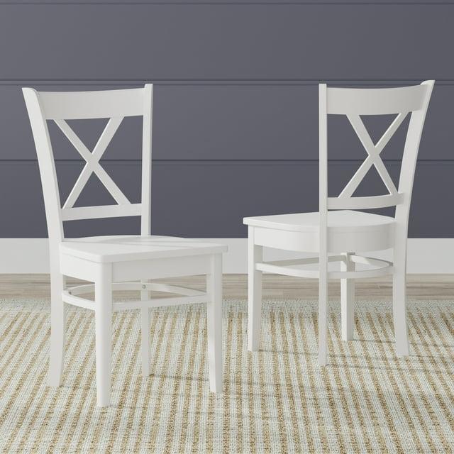 Glenwillow Home Cross Back Solid Wood Dining Chairs in White (Set of 2)