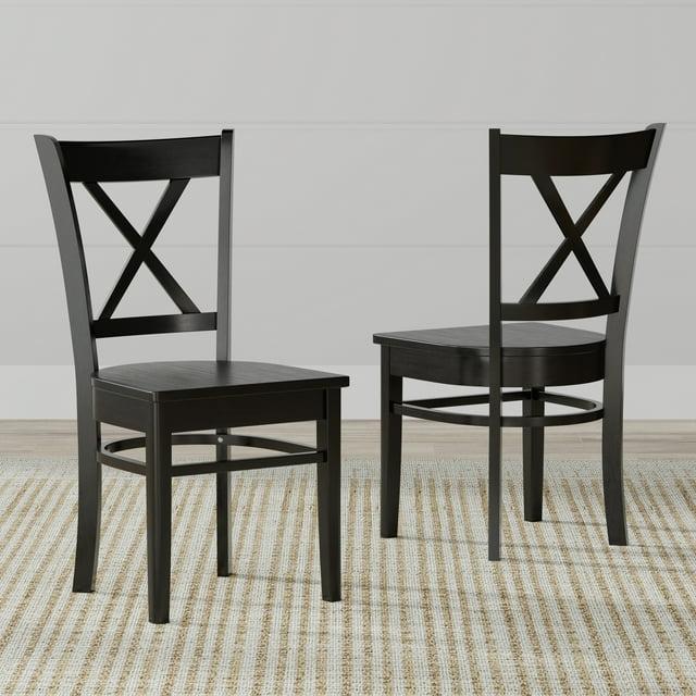 Glenwillow Home Cross Back Solid Wood Dining Chairs in Black (Set of 2)