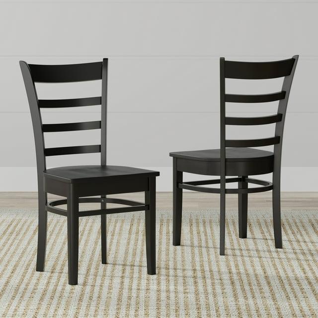 Glenwillow Home Slat Back Solid Wood Dining Chairs in Black (Set of 2)