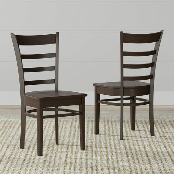 Glenwillow Home Slat Back Solid Wood Dining Chairs in Dark Walnut (Set of 2)