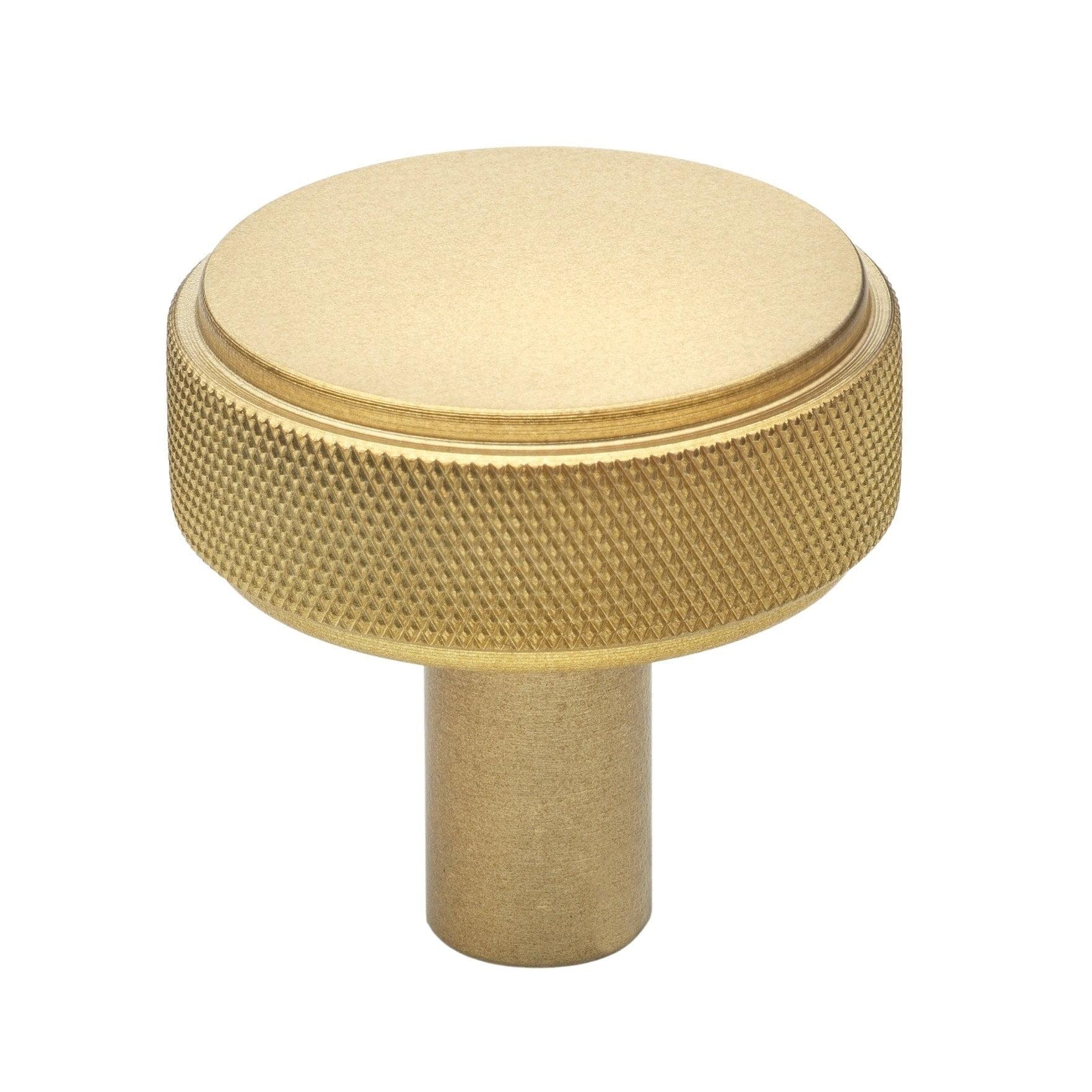 Gold Brushed Round Knurled Cabinet Knob with Mounting Hardware