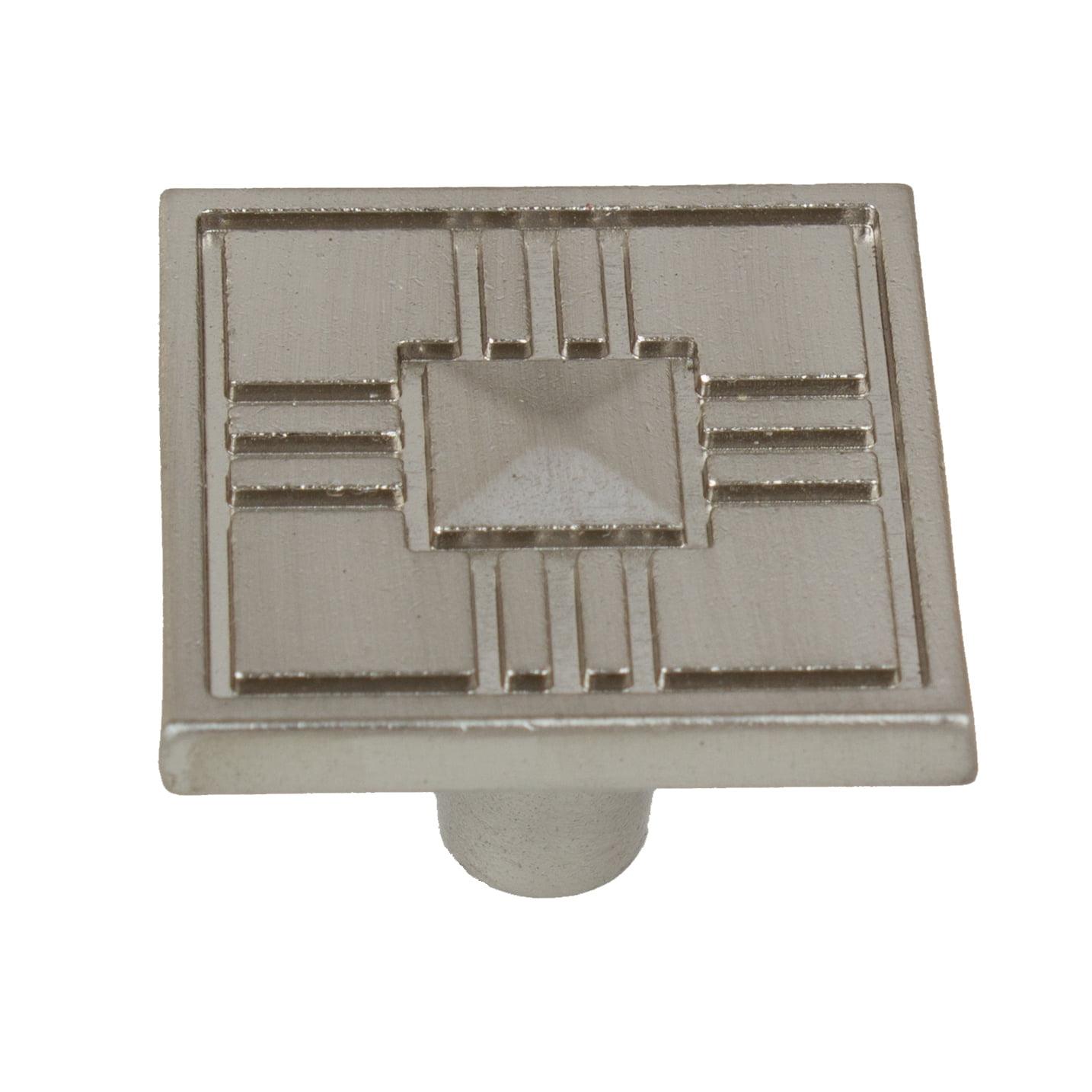 Brushed Nickel Square Cabinet Knob with Mounting Hardware