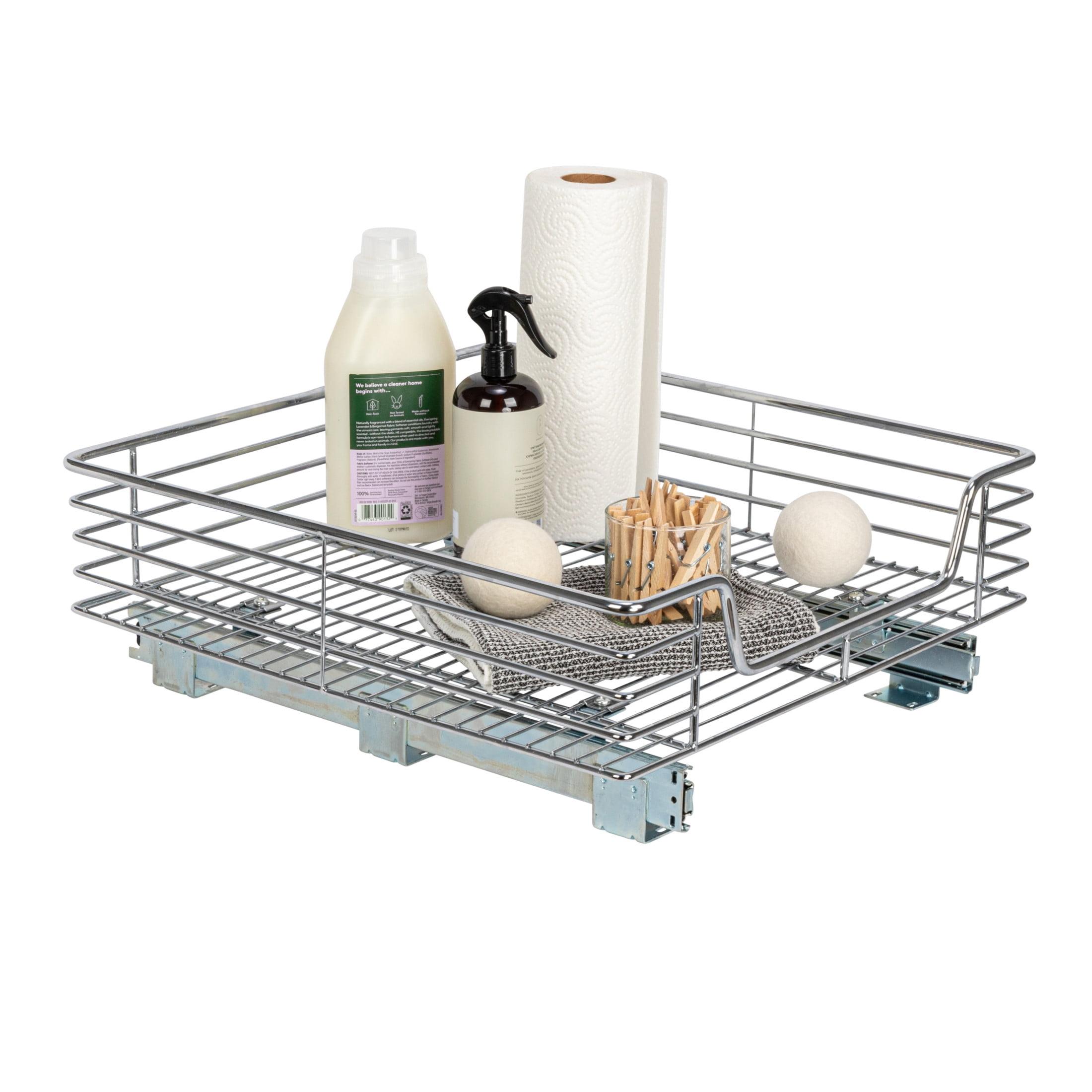 Glidez Multipurpose Chrome-Plated Steel Pull-Out/Slide-Out Storage Organizer for Under Cabinet Use - 1-Tier Design - Chrome