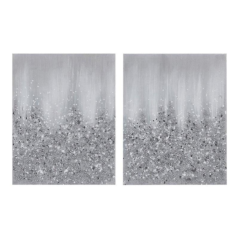 Silver Glitter Gradient Abstract 2-Piece Canvas Art Set