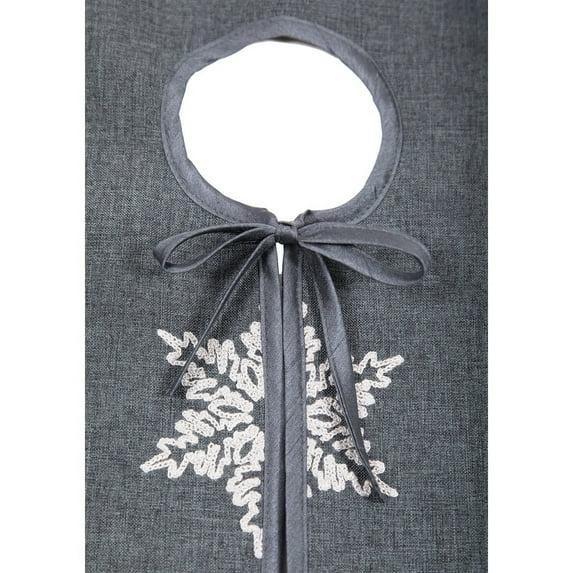 Glisten Snowflake Embroidered Christmas Tree Skirt, 56-Inch Round, Grey
