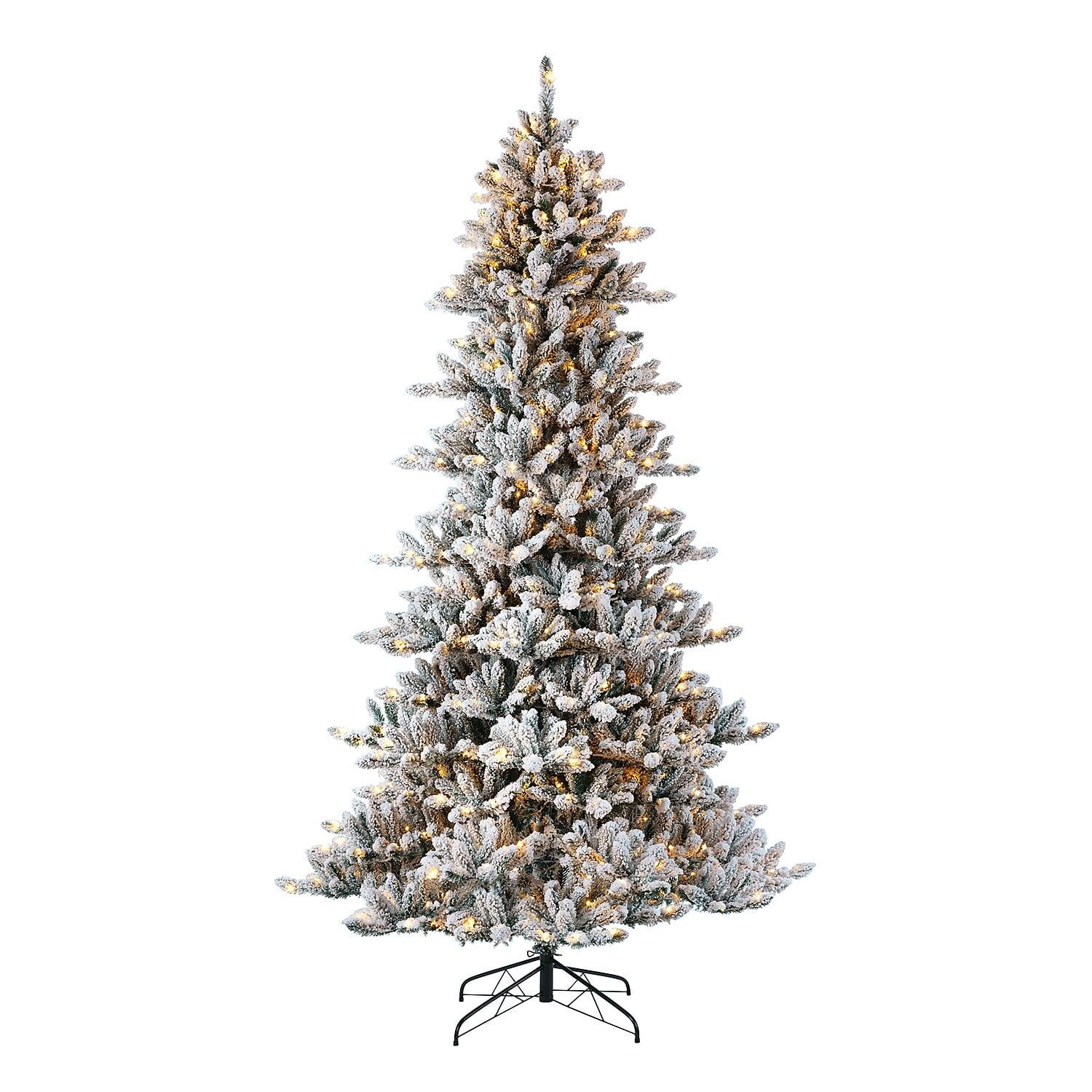 9ft Snow Flocked Fir Christmas Tree with Warm White Lights