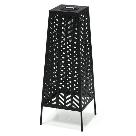 Glitzhome 21.5"H Metal Geometric Solar Powered Floor Lantern