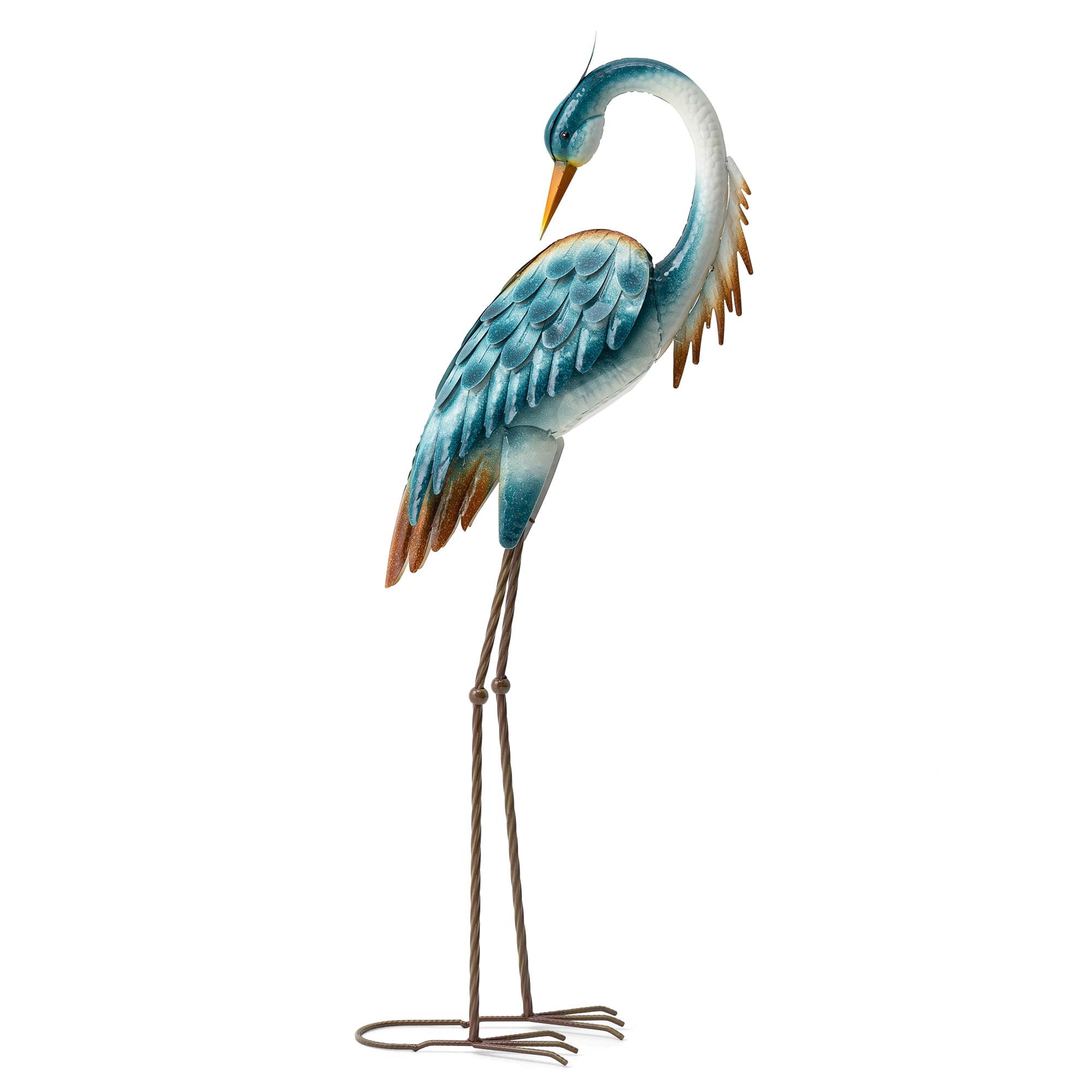 Glitzhome 38.5"H Metal Standing Crane Garden Statue with Stakes (KD) Metal Thickness: 0.35mm