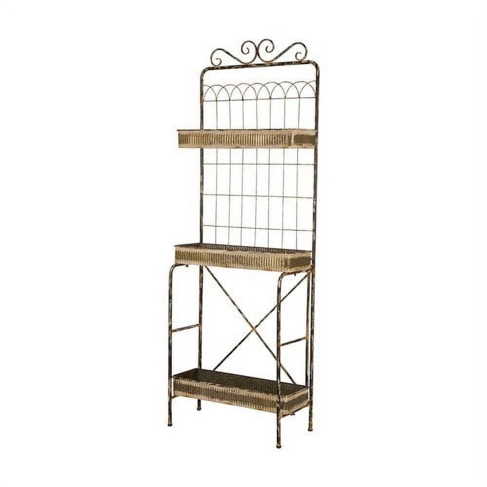 Rustic Weathered Metal 3-Tier Bakers Rack